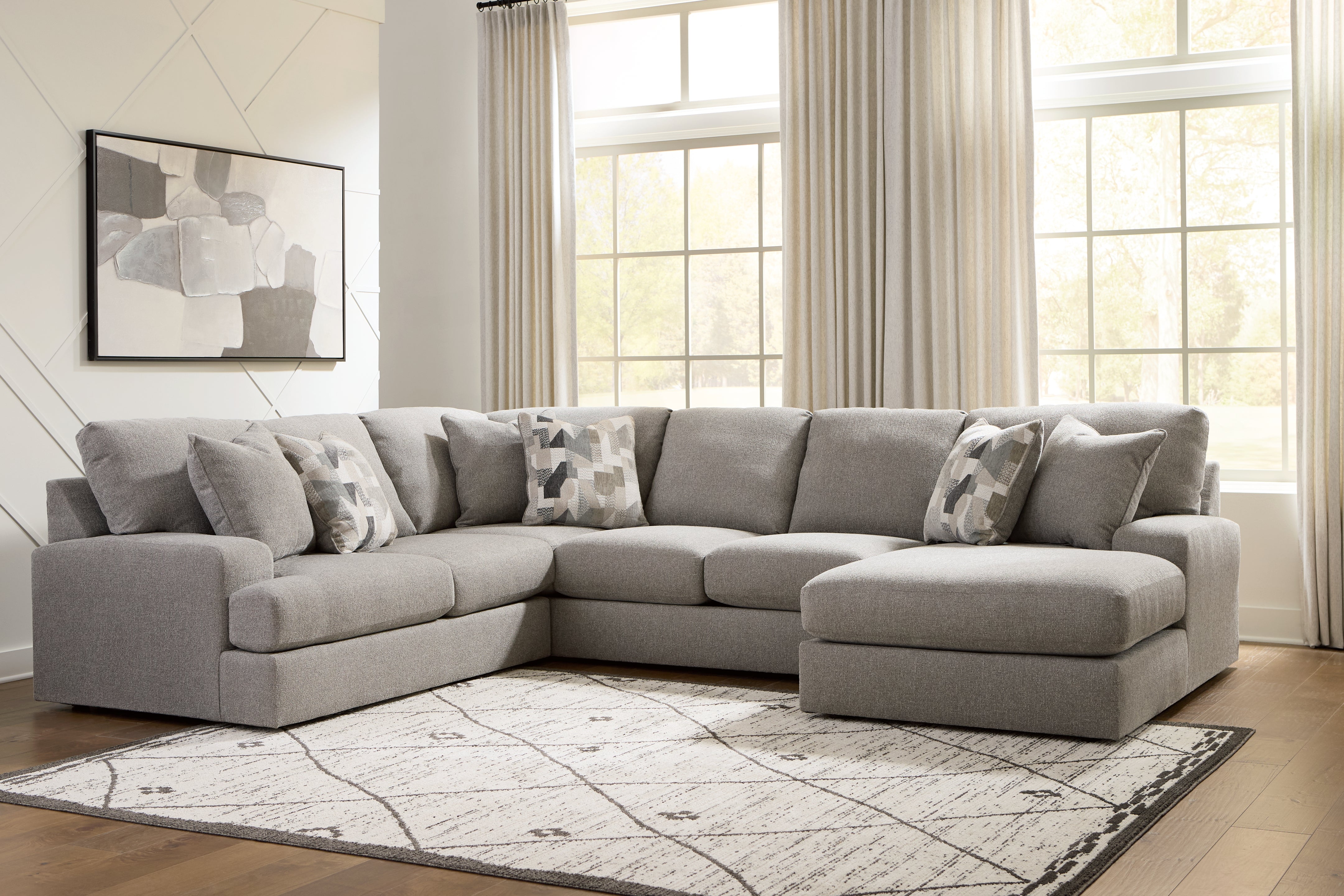 3 Brothers Decor - Ashley Furniture - Lindon Sectional - RAF 3-Piece Sectional with Chaise - 84704S4