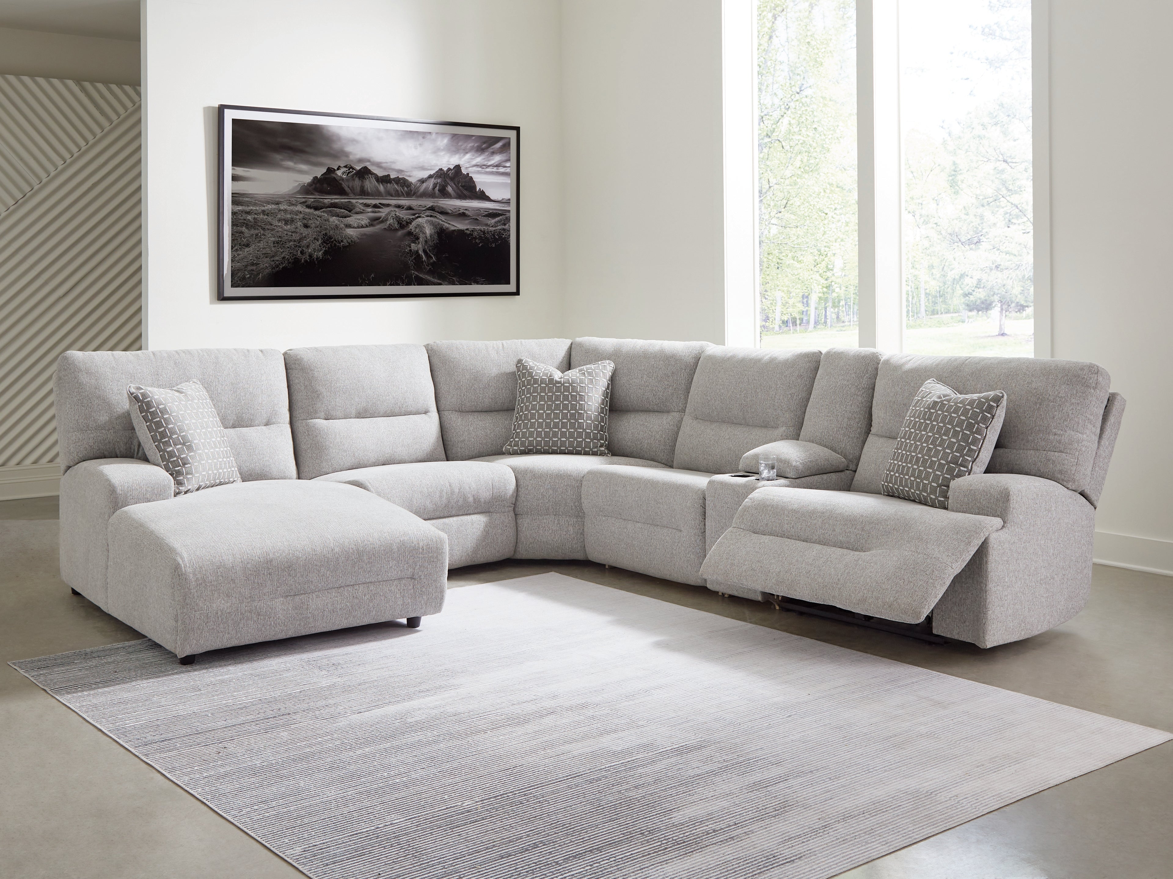3 Brothers Decor - Ashley Furniture - Acklen Place Sectional - 6-Piece Power Reclining Sectional with Chaise - 93605S2