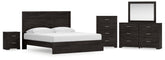 3 Brothers Decor - Ashley Furniture - Belachime King Panel Bed, Dresser, Mirror, Chest and Nightstand - King Panel Bed, Dresser, Mirror, Chest and Nightstand - B2589B20