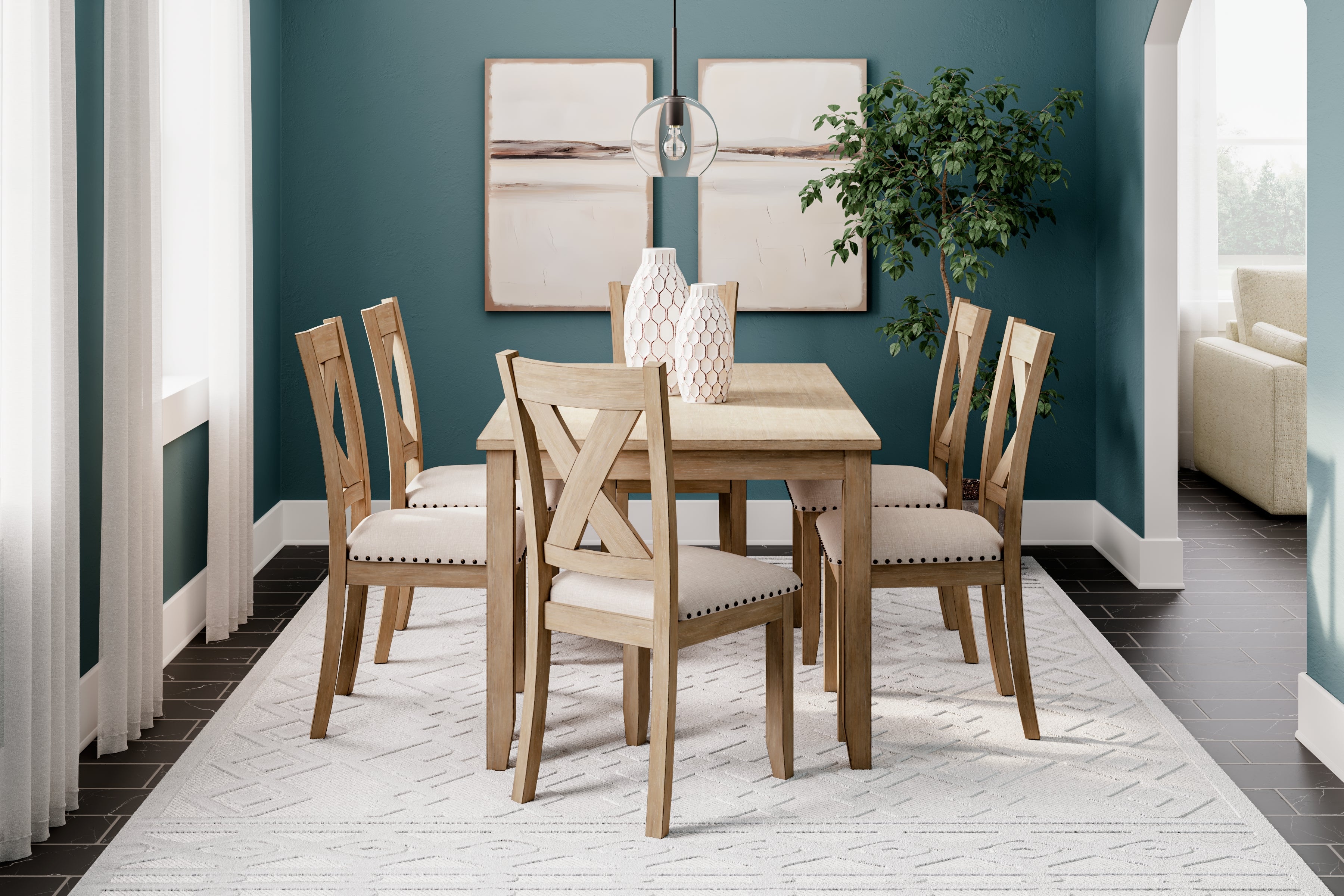 3 Brothers Decor - Ashley Furniture - Sanbriar Dining Room - RECT DRM Table Set (7/CN) - D393-425