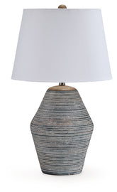 3 Brothers Decor - Ashley Furniture - Lawrock Lighting - Terracotta Table Lamp (1/CN) / Antique Blue - L100834