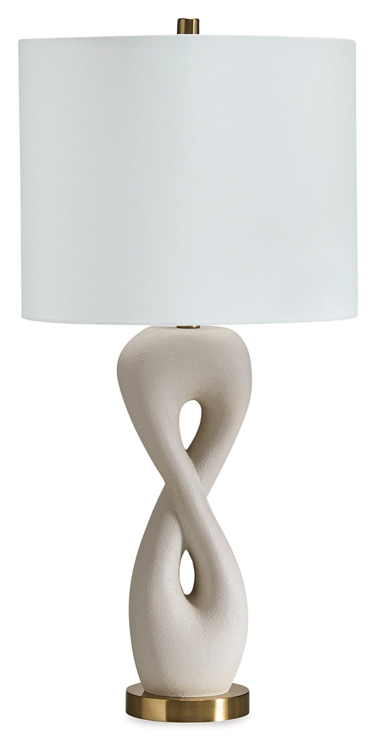 3 Brothers Decor - Ashley Furniture - Judrich Lighting - Poly Table Lamp (1/CN) / White/Gold Finish - L236024