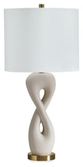 3 Brothers Decor - Ashley Furniture - Judrich Lighting - Poly Table Lamp (1/CN) / White/Gold Finish - L236024