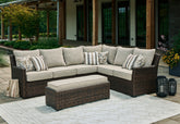 3 Brothers Decor - Ashley Furniture - Brook Ranch Outdoor - Sofa SEC/Bench w/CUSH (3/CN) - P465-822