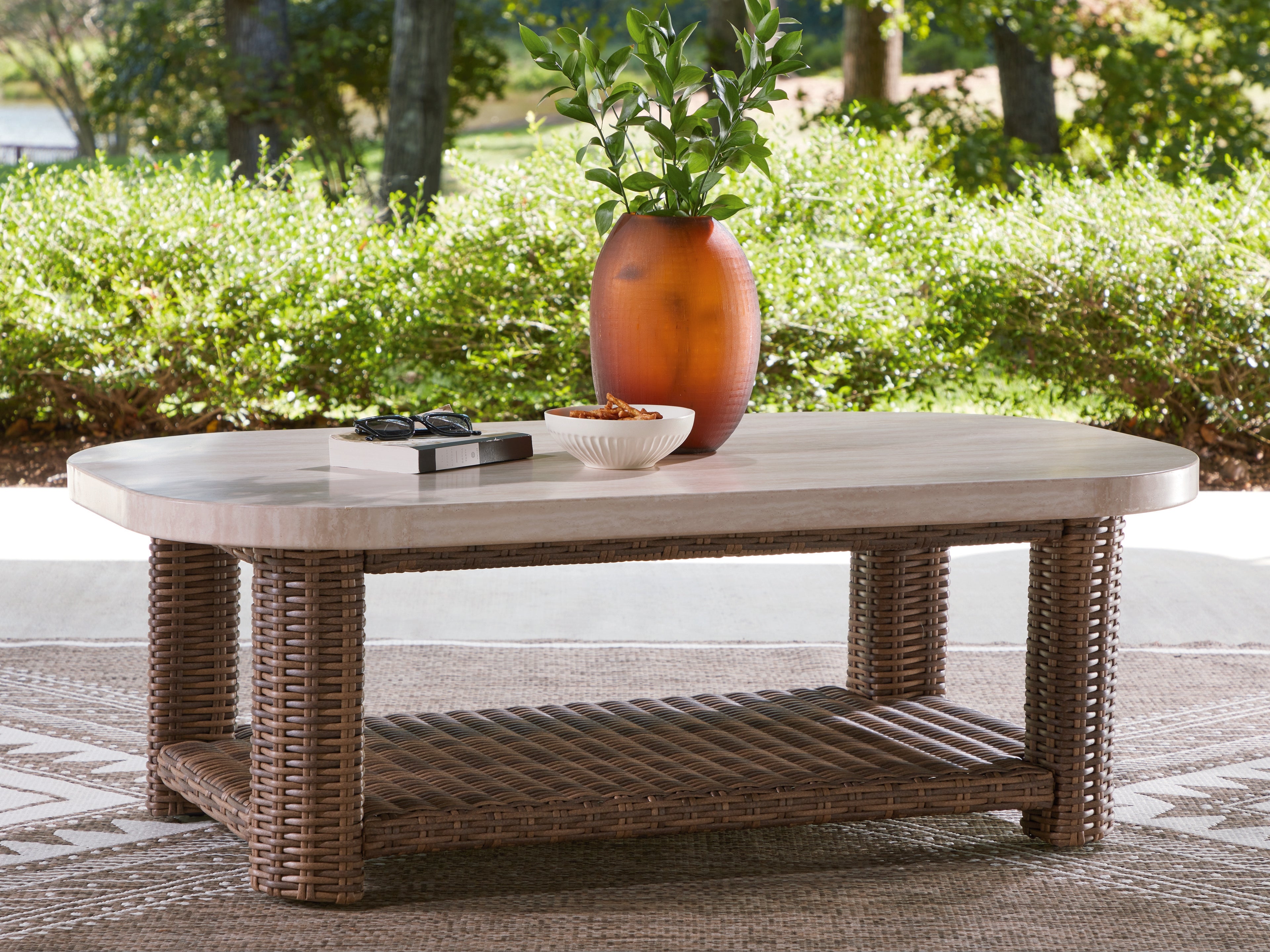 3 Brothers Decor - Ashley Furniture - Dolan Creek Outdoor - Rectangular Cocktail Table - PCP610-701