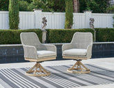 3 Brothers Decor - Ashley Furniture - Seton Creek Outdoor - Swivel Chair w/Cushion (Set of 2) - P798-602A