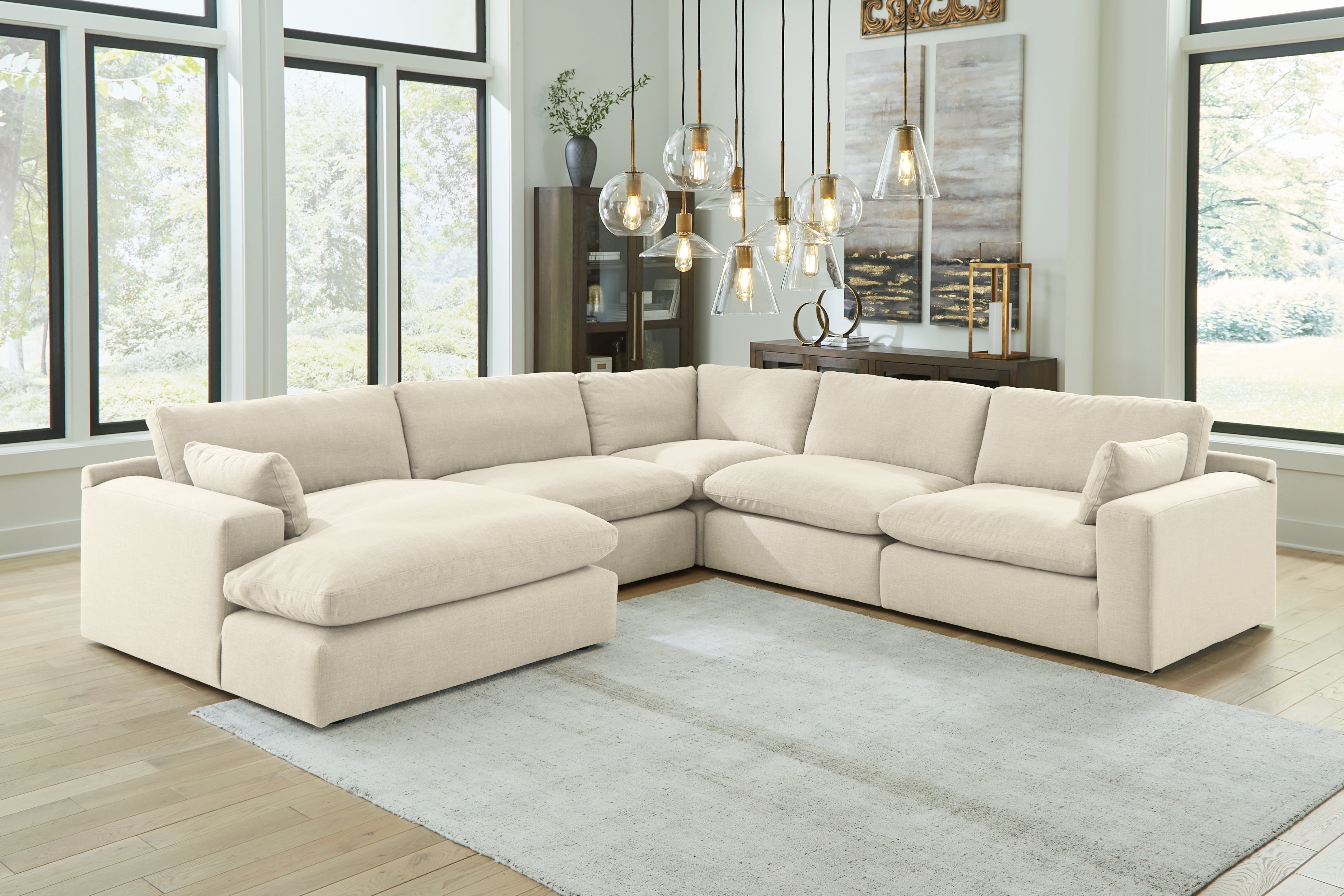 3 Brothers Decor - Ashley Furniture - Elyza Sectional - RAF 5-Piece Sectional with Chaise / Linen - 10006S6