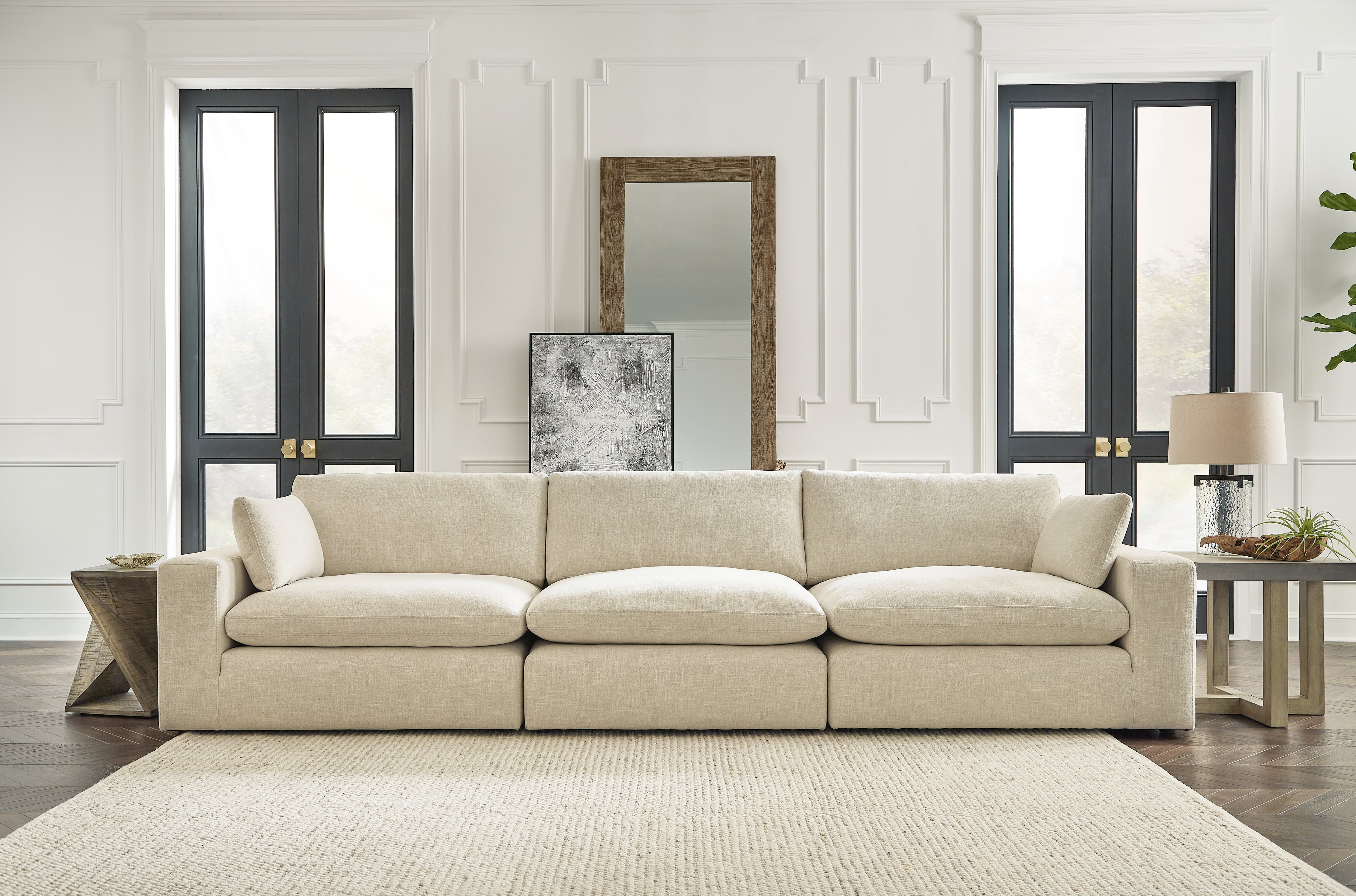 3 Brothers Decor - Ashley Furniture - Elyza Sectional - RAF 3-Piece Sectional Sofa / Linen - 10006S2