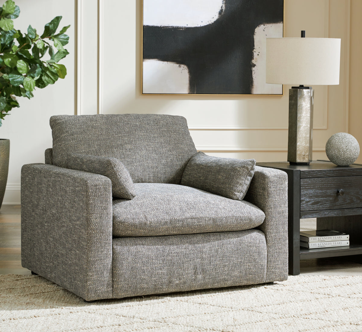 3 Brothers Decor - Ashley Furniture - Dramatic Living Room - Chair and a Half / Granite - 1170223