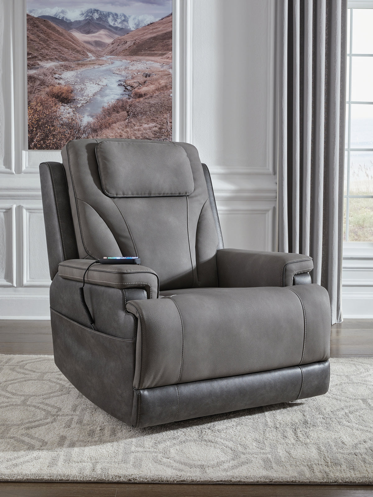 3 Brothers Decor - Ashley Furniture - 4Z-Peaceful Pause Living Room - Power Lift Recliner / Slate - PC1210412