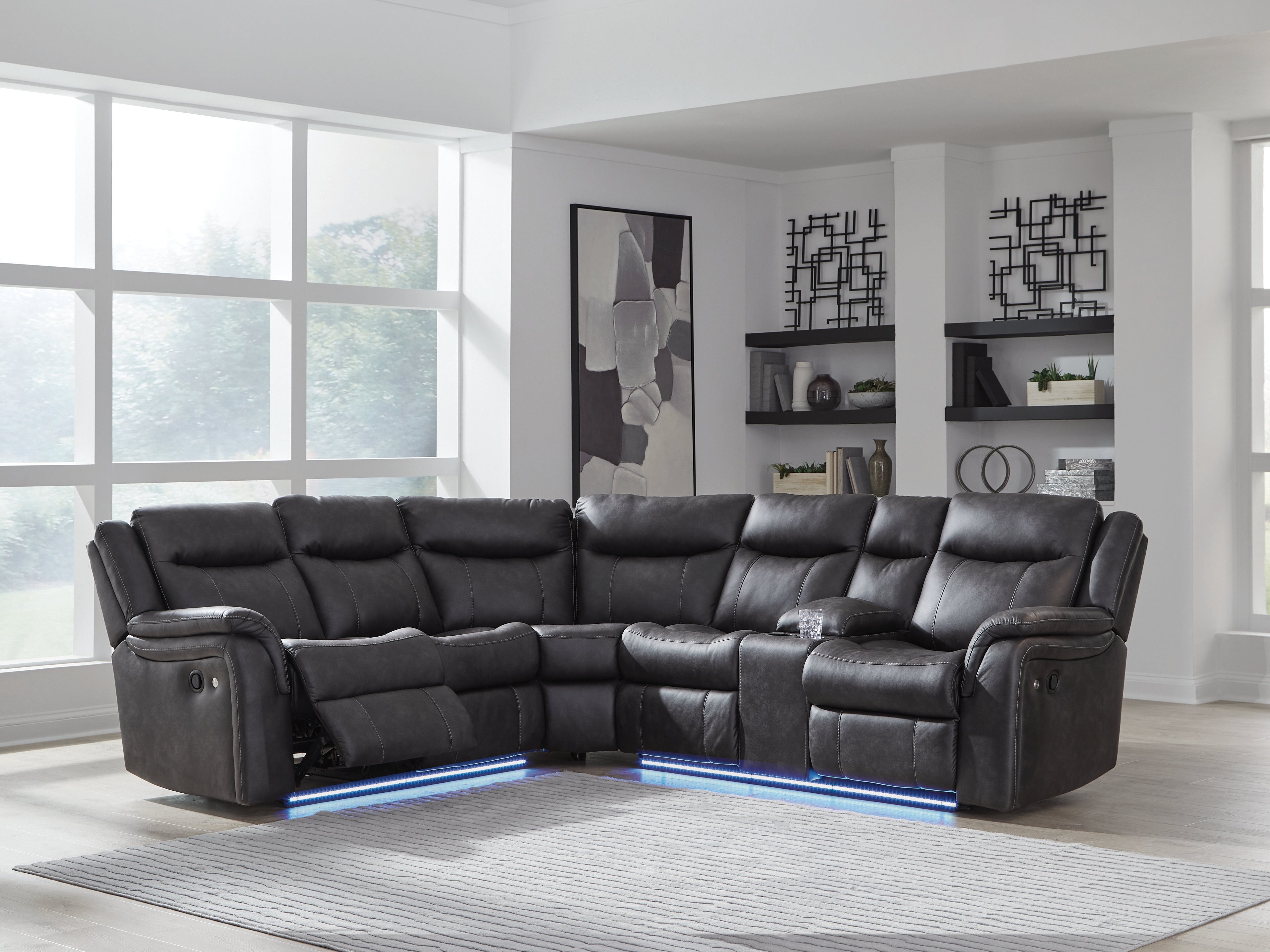 3 Brothers Decor - Ashley Furniture - Sultan Meadow Sectional - 2-Piece Reclining Sectional / Carbon - PC13001S1