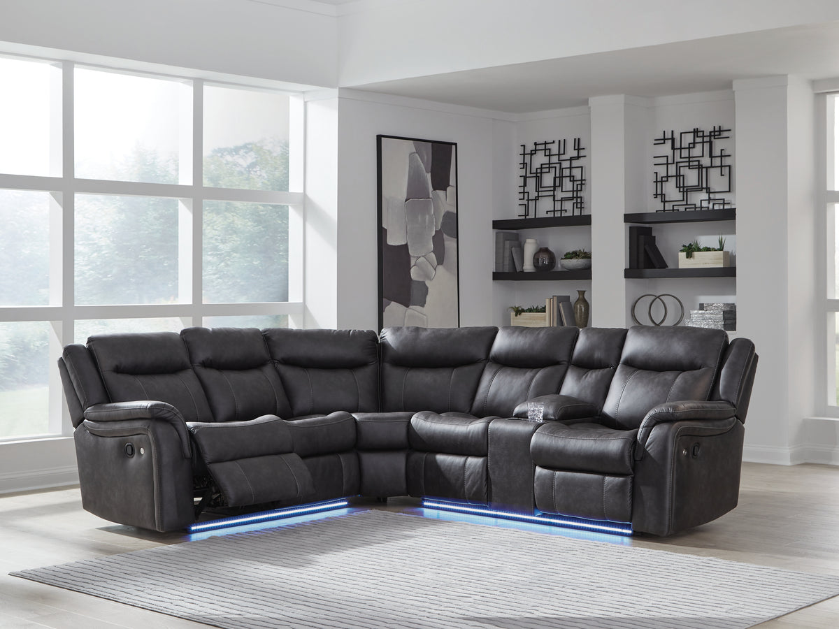 3 Brothers Decor - Ashley Furniture - Sultan Meadow Sectional - 2-Piece Reclining Sectional / Carbon - PC13001S1