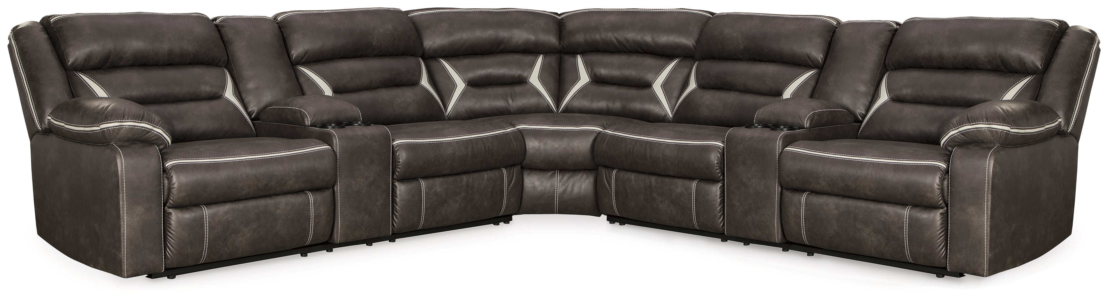 3 Brothers Decor - Ashley Furniture - Kincord Sectional - 3-Piece Power Reclining Sectional / Midnight - 13104S5