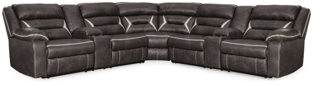 3 Brothers Decor - Ashley Furniture - Kincord Sectional - 3-Piece Power Reclining Sectional / Midnight - 13104S5