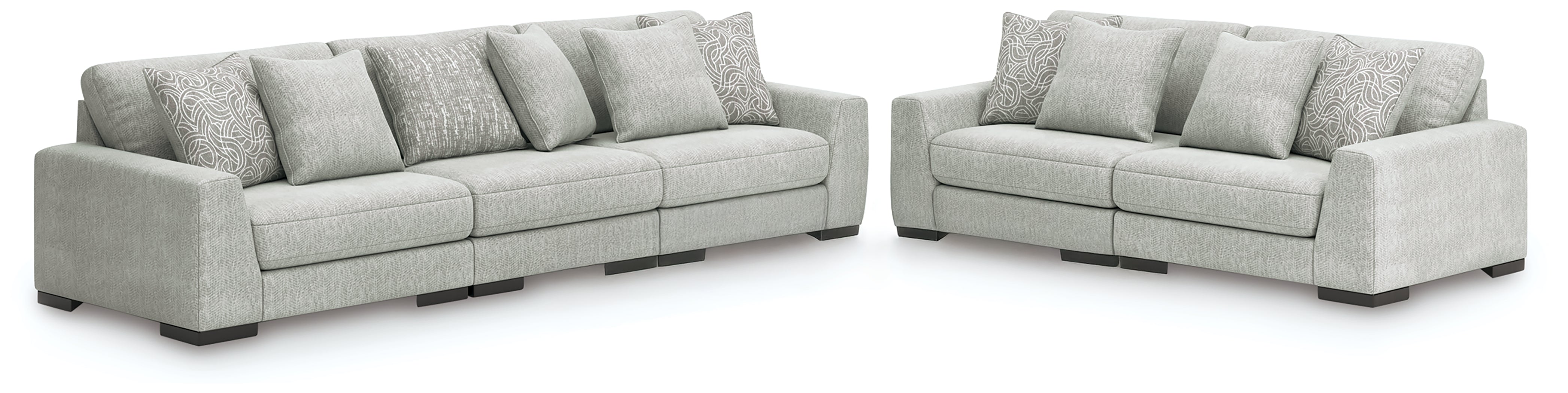 3 Brothers Decor - Ashley Furniture - Regent Park 3-Piece Sectional Sofa and 2-Piece Sectional Loveseat - 3-Piece Sectional Sofa and 2-Piece Sectional Loveseat / Pewter - 14404U4