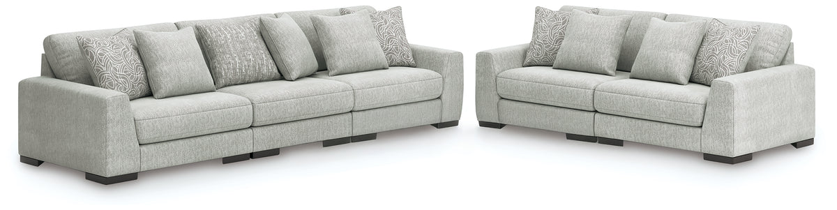 3 Brothers Decor - Ashley Furniture - Regent Park 3-Piece Sectional Sofa and 2-Piece Sectional Loveseat - 3-Piece Sectional Sofa and 2-Piece Sectional Loveseat / Pewter - 14404U4