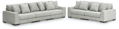 3 Brothers Decor - Ashley Furniture - Regent Park 3-Piece Sectional Sofa and 2-Piece Sectional Loveseat - 3-Piece Sectional Sofa and 2-Piece Sectional Loveseat / Pewter - 14404U4