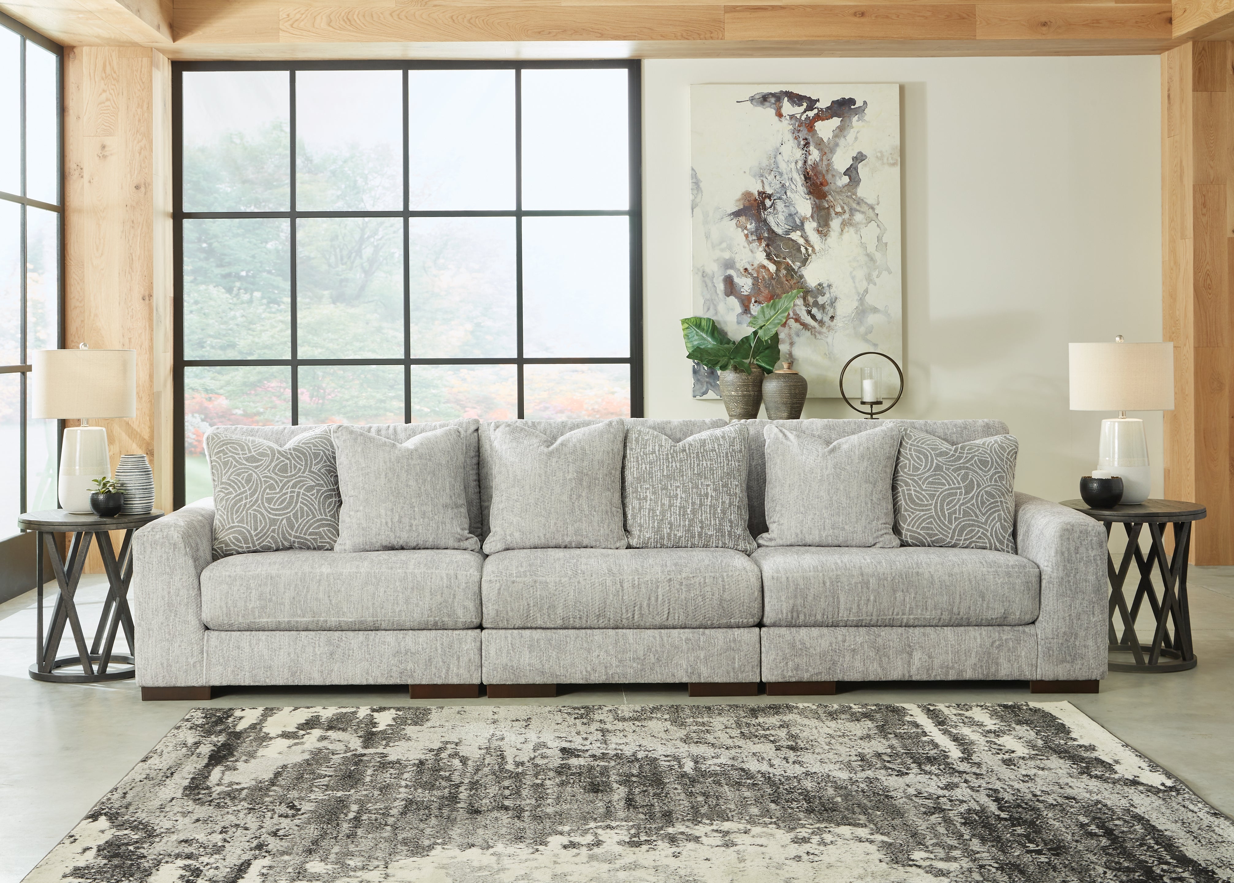 3 Brothers Decor - Ashley Furniture - Regent Park Sectional - RAF 3-Piece Sectional Sofa / Pewter - 14404S5