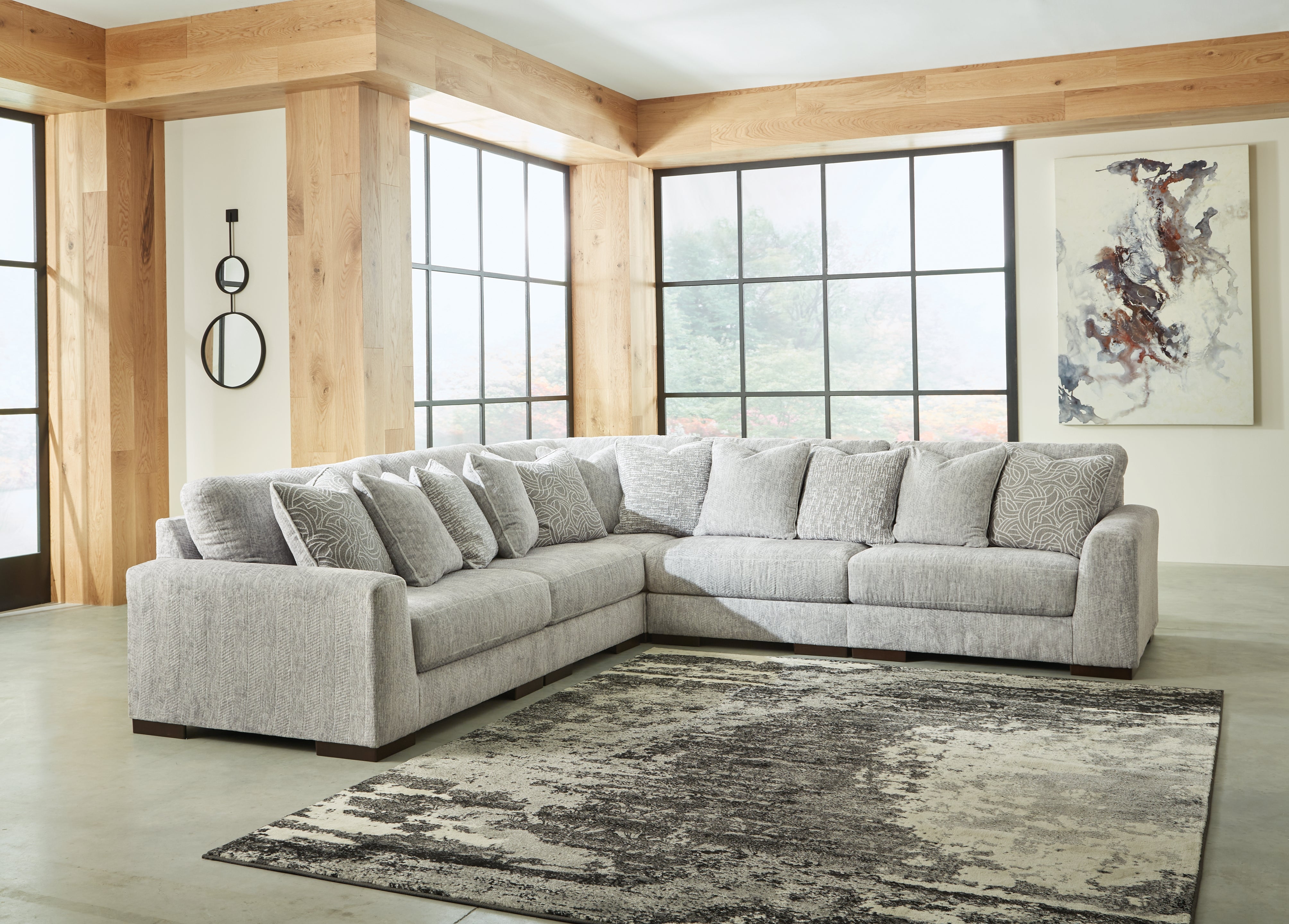 3 Brothers Decor - Ashley Furniture - Regent Park Sectional - RAF 5-Piece Sectional / Pewter - 14404S3