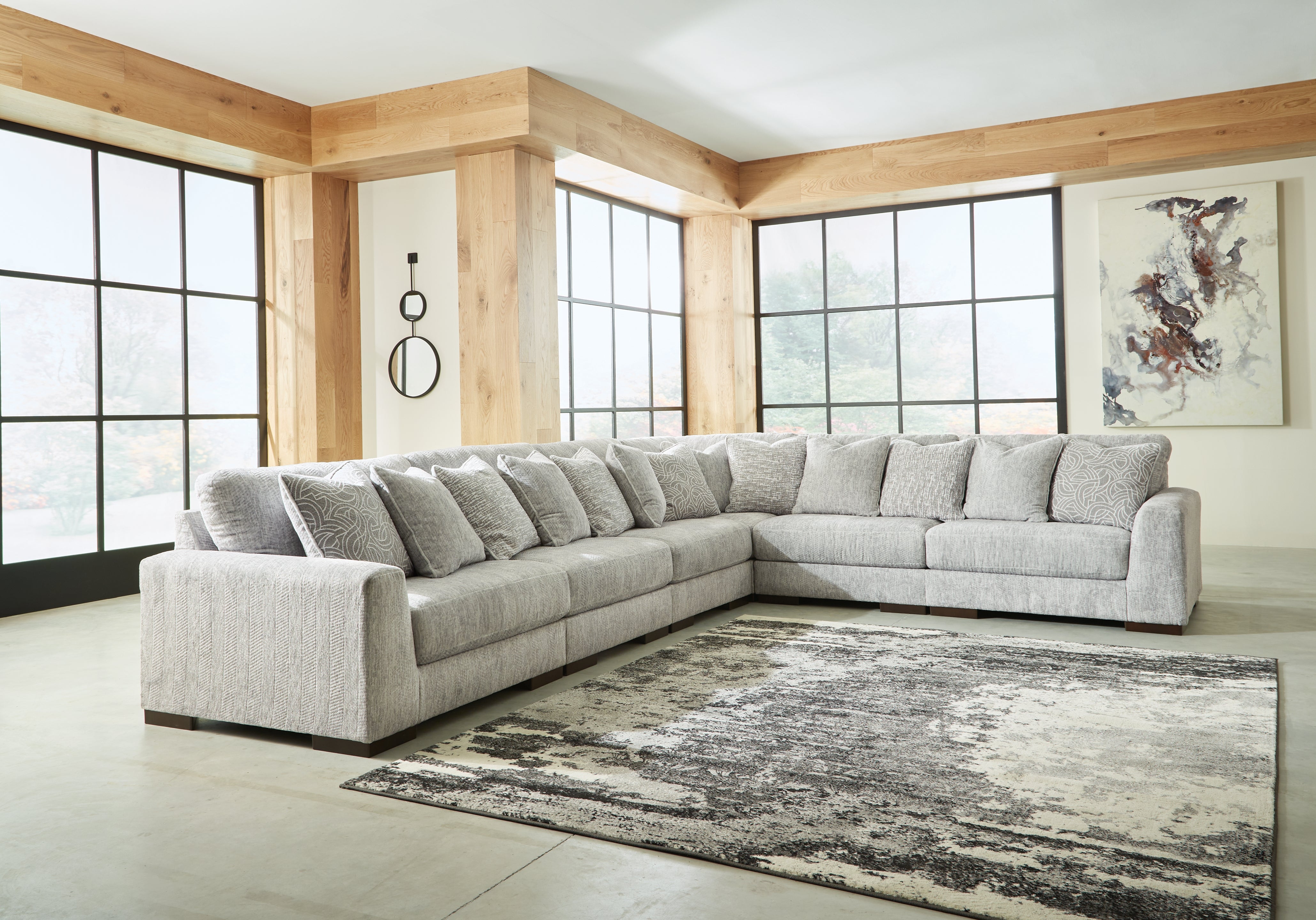 3 Brothers Decor - Ashley Furniture - Regent Park Sectional - RAF 6-Piece Sectional / Pewter - 14404S7