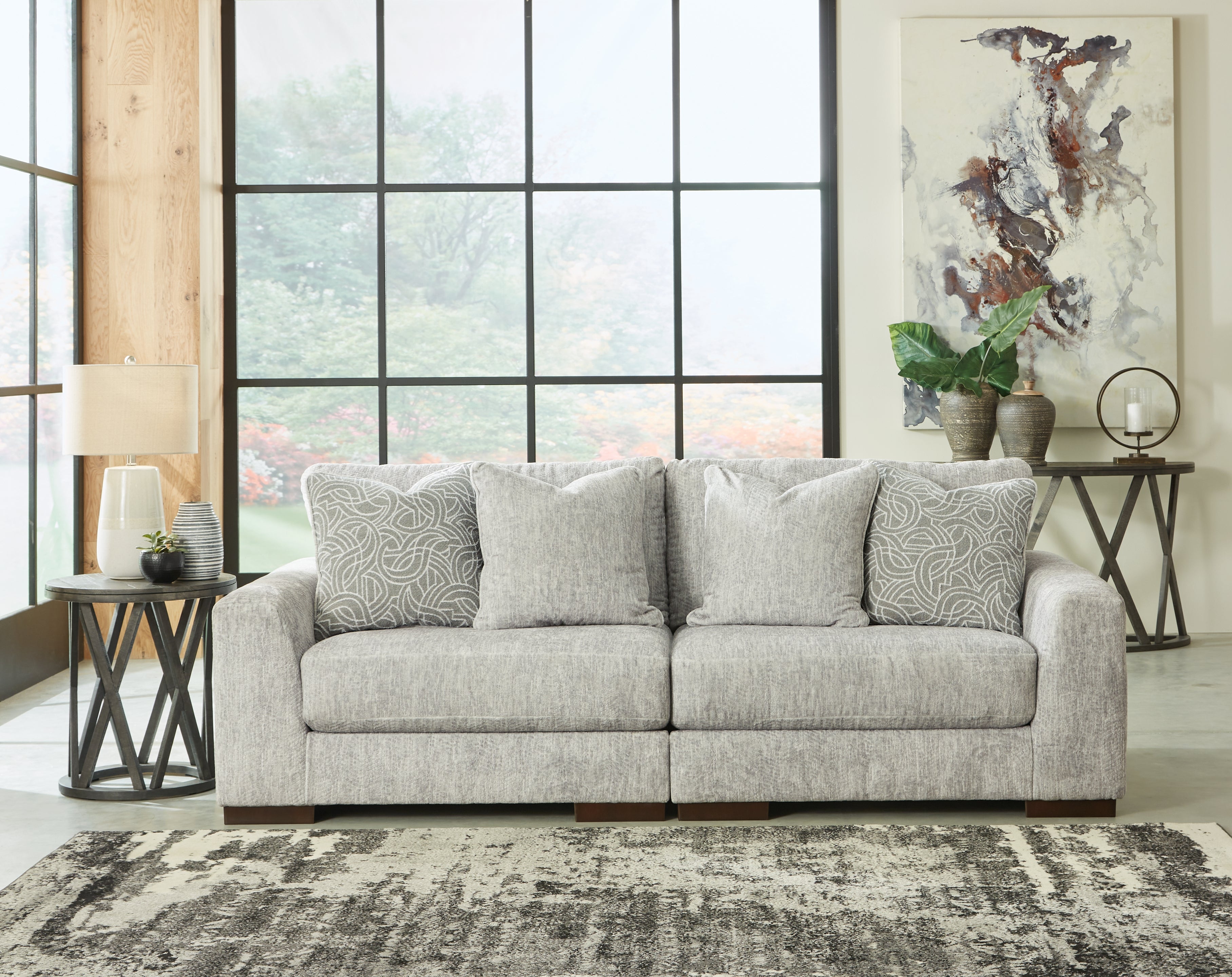 3 Brothers Decor - Ashley Furniture - Regent Park Sectional - RAF 2-Piece Sectional Loveseat / Pewter - 14404S4