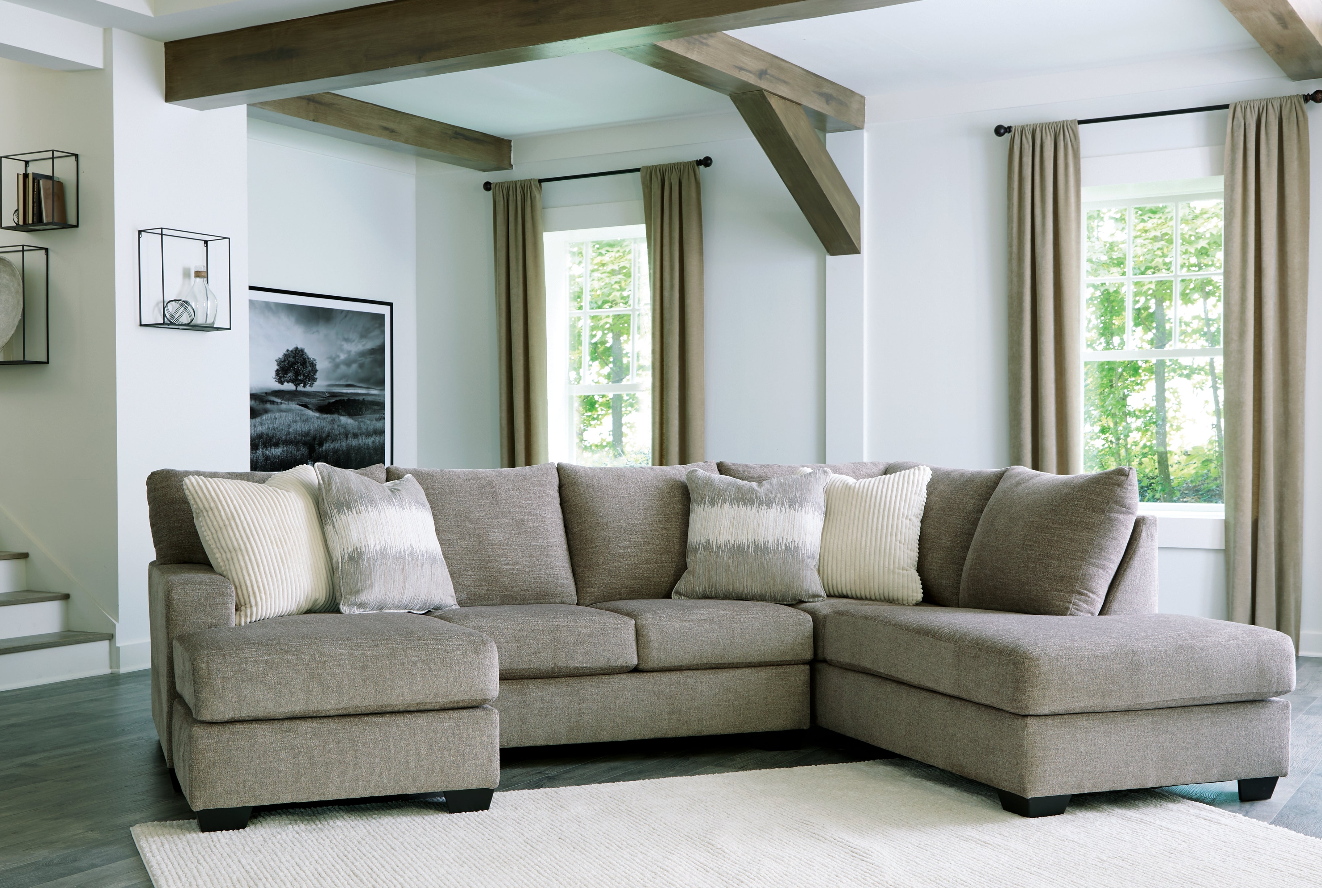 3 Brothers Decor - Ashley Furniture - Creswell Sectional - LAF 2-Piece Sectional with Chaise / Stone - 15305S1