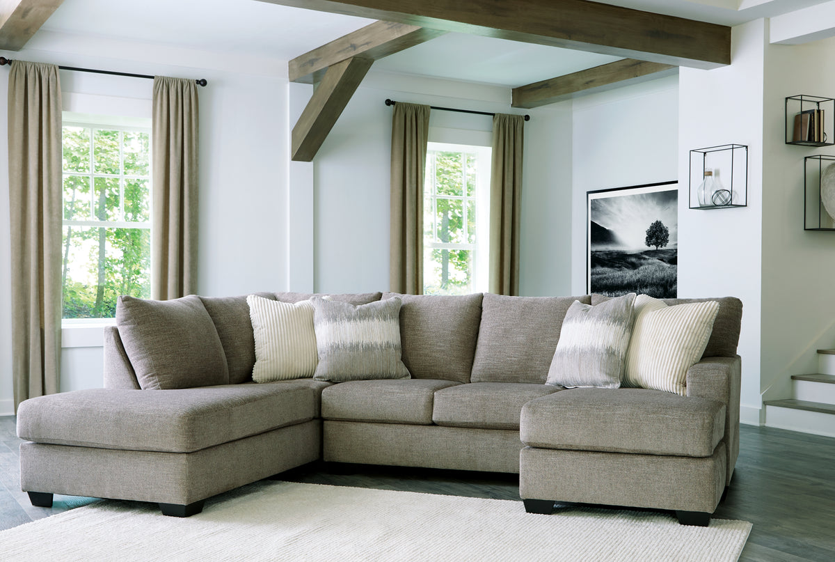3 Brothers Decor - Ashley Furniture - Creswell Sectional - RAF 2-Piece Sectional with Chaise / Stone - 15305S2