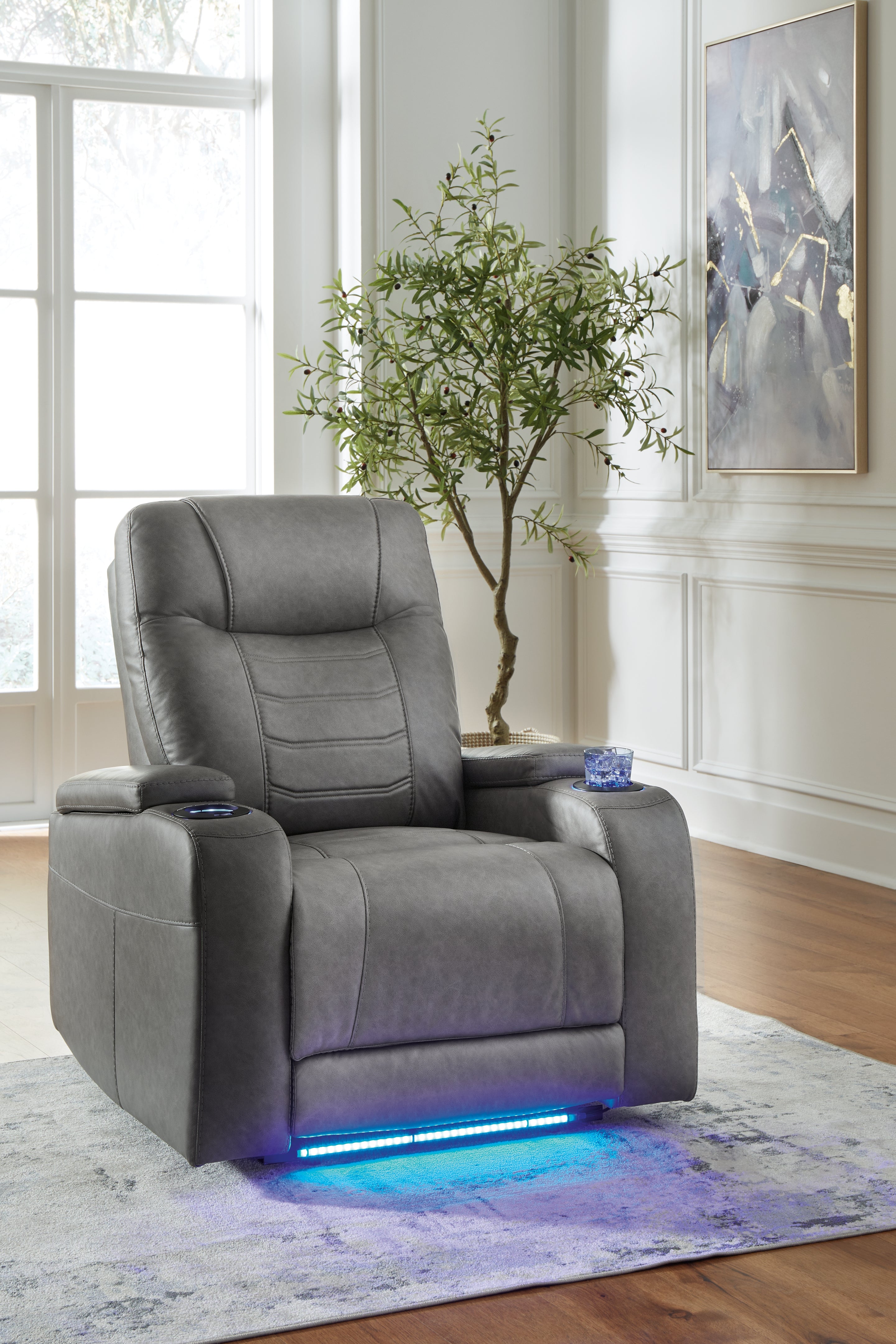 3 Brothers Decor - Ashley Furniture - Schooner Rocks Living Room - PWR Recliner/ADJ Headrest / Slate - 1610213