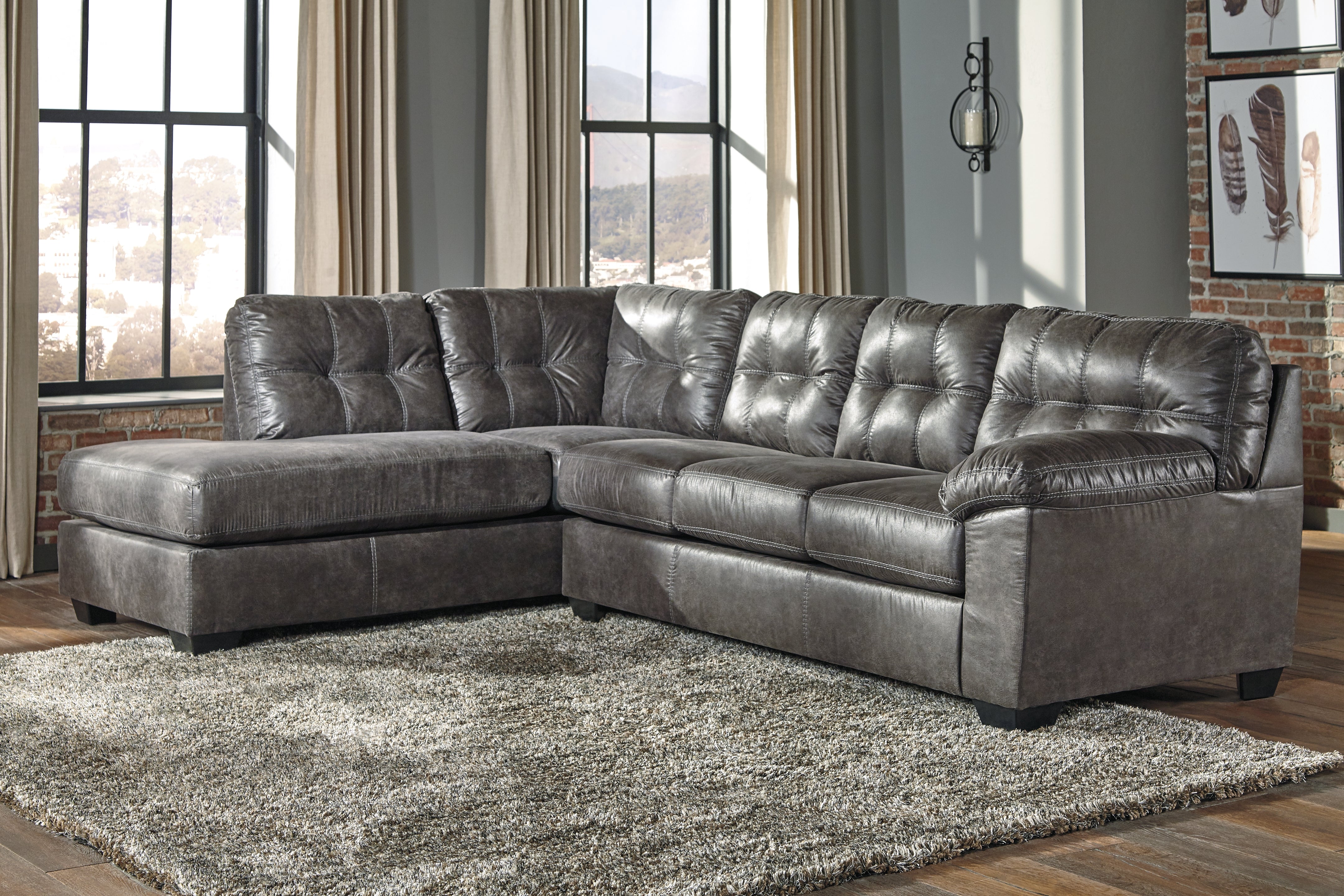 3 Brothers Decor - Ashley Furniture - Fallston Sectional - RAF 2-Piece Sectional with Chaise / Slate - 17221S1