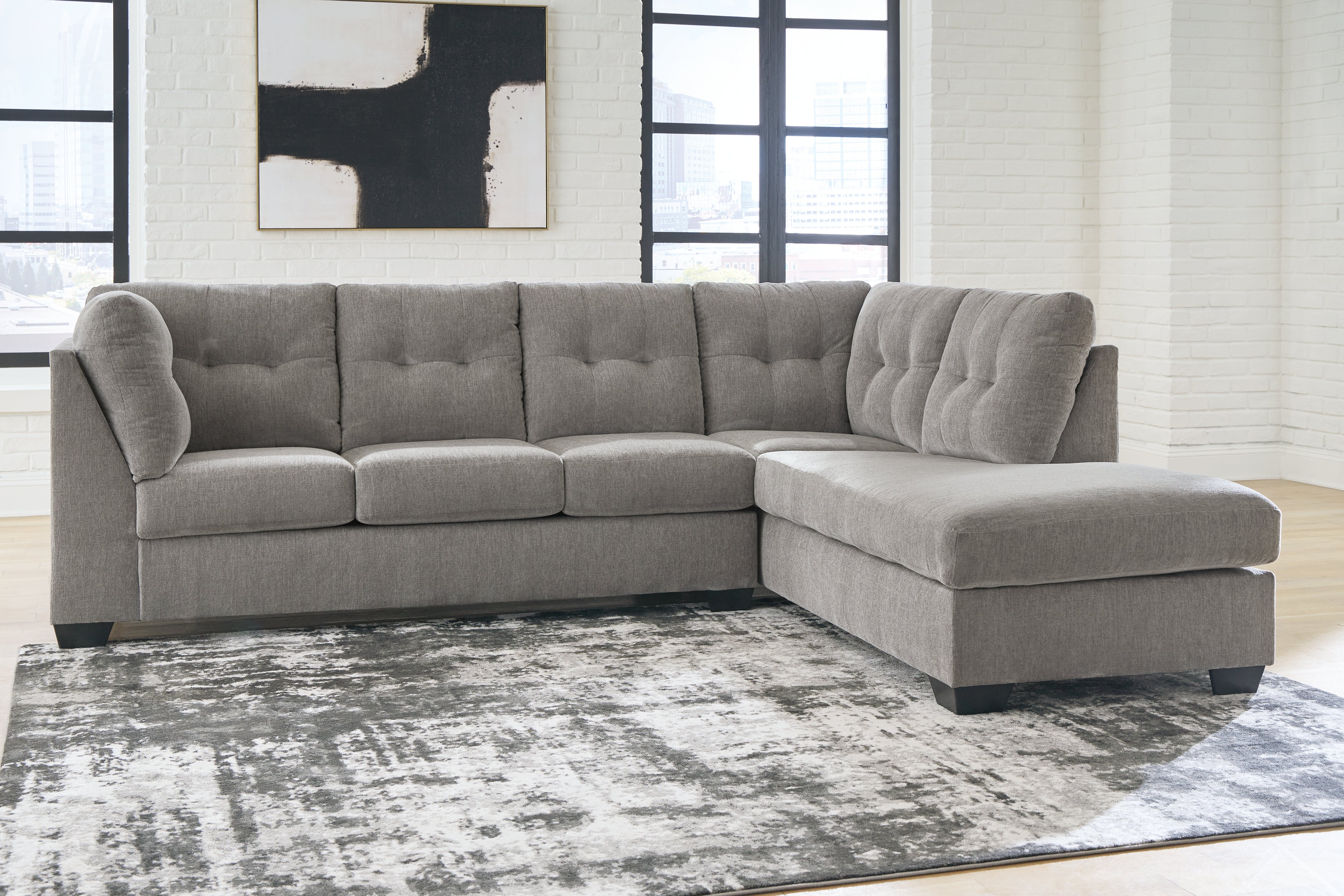 3 Brothers Decor - Ashley Furniture - Lanelly Sectional - LAF 2-Piece Sectional with Chaise / Alloy - 17504S1
