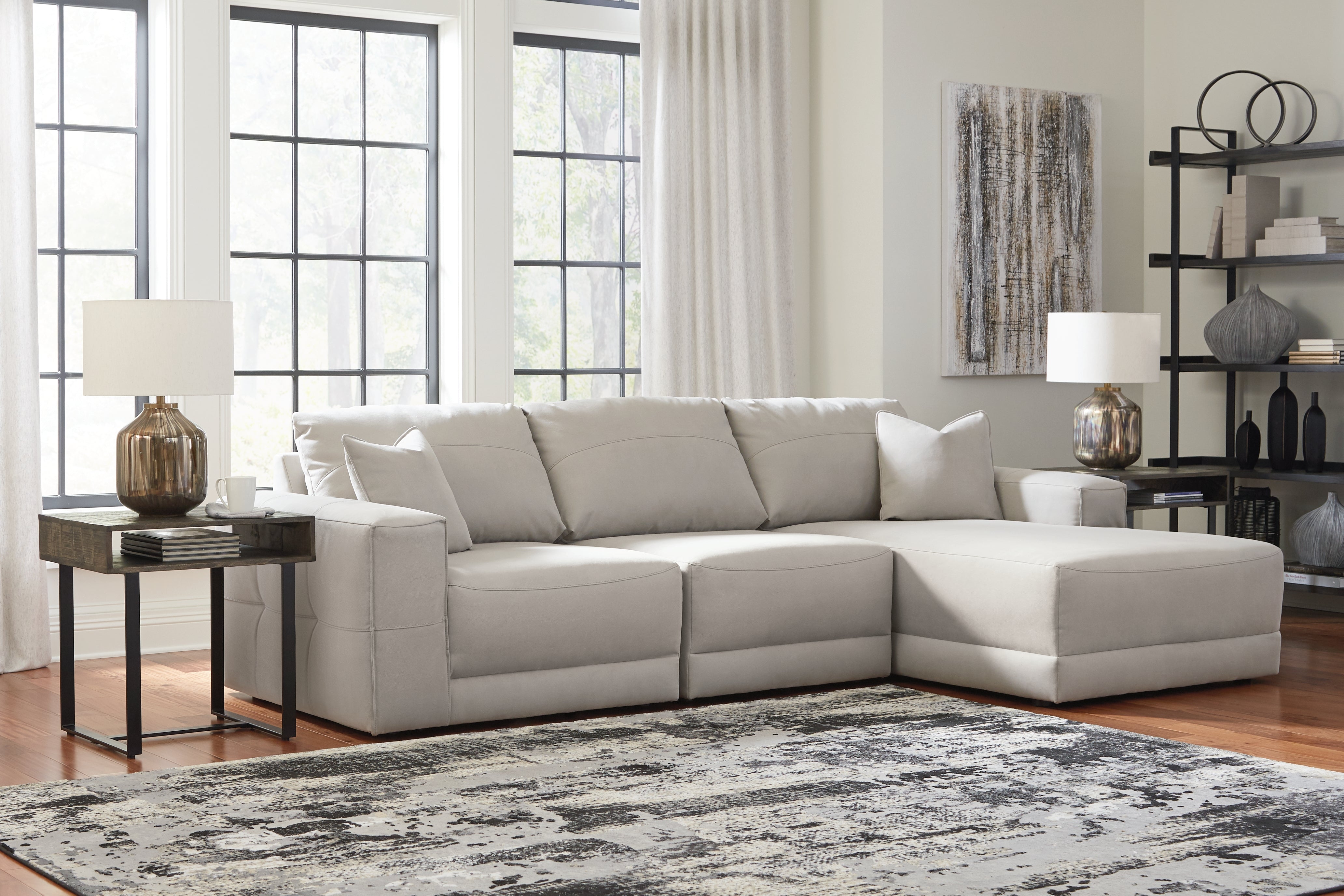 3 Brothers Decor - Ashley Furniture - Next-Gen Gaucho Sectional - RAF 3-Piece Sectional Sofa with Chaise / Gray - 18304S2