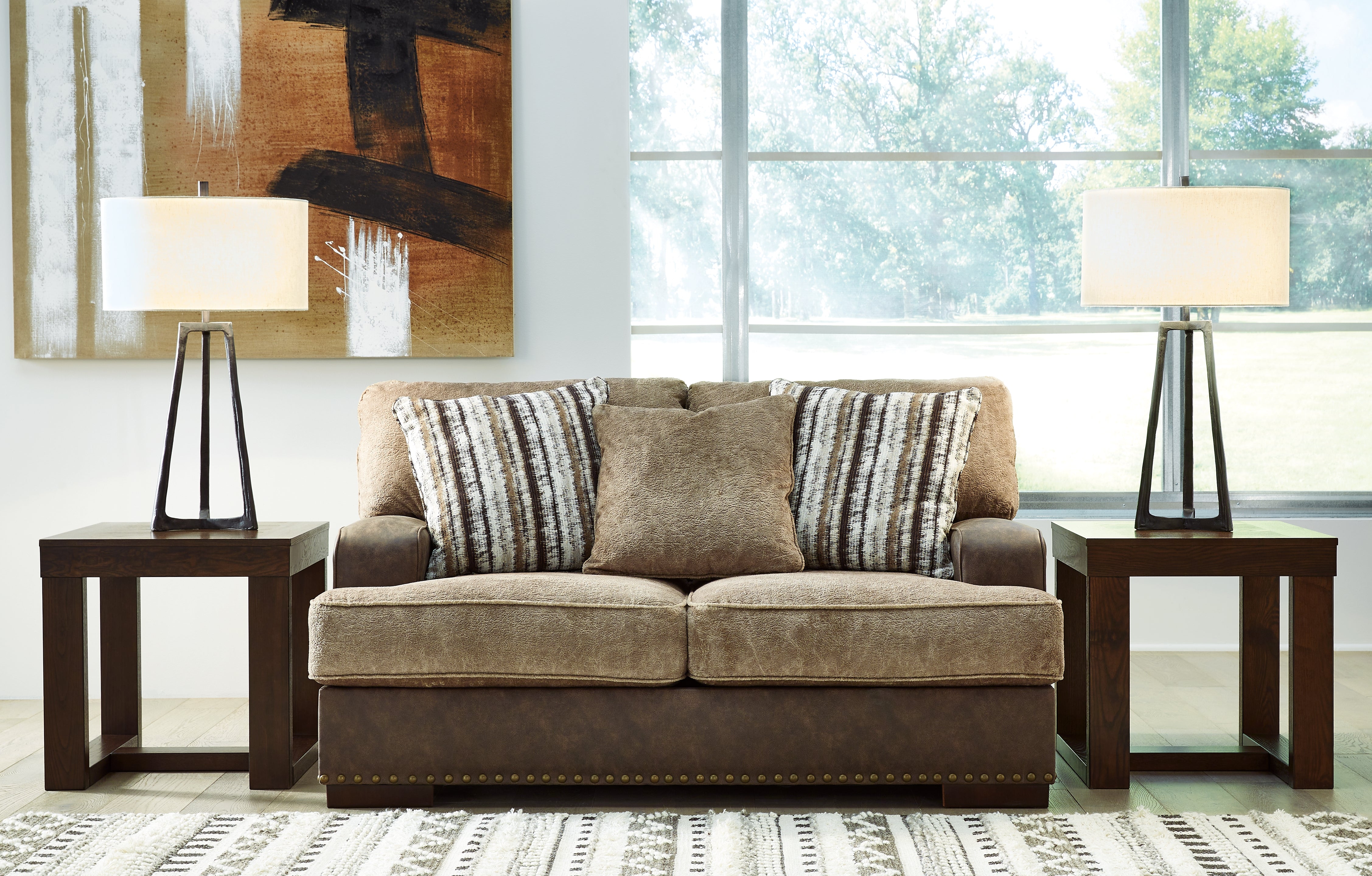 3 Brothers Decor - Ashley Furniture - Alesbury Living Room - Loveseat / Chocolate - 1870435