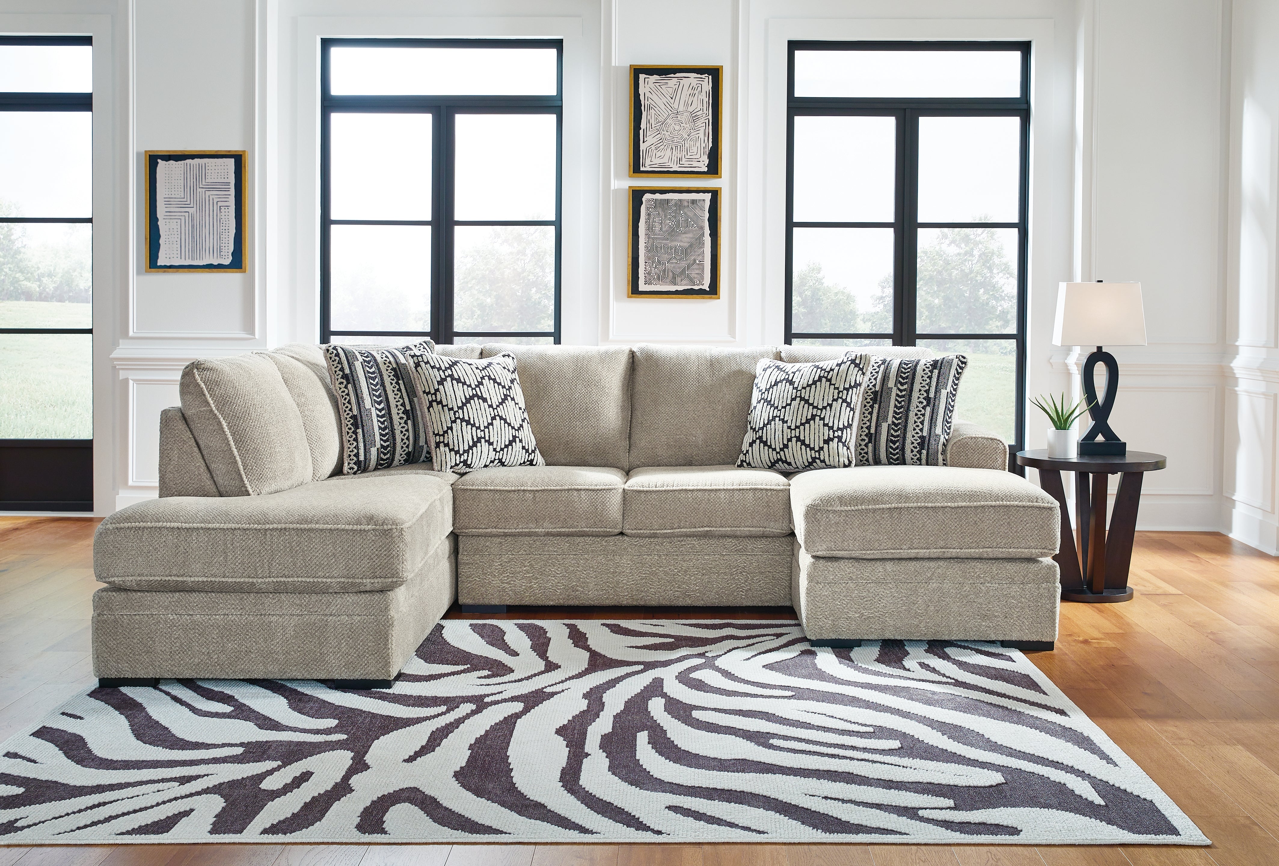 3 Brothers Decor - Ashley Furniture - Calnita Sectional - RAF 2-Piece Sectional with Chaise / Sisal - 20502S2
