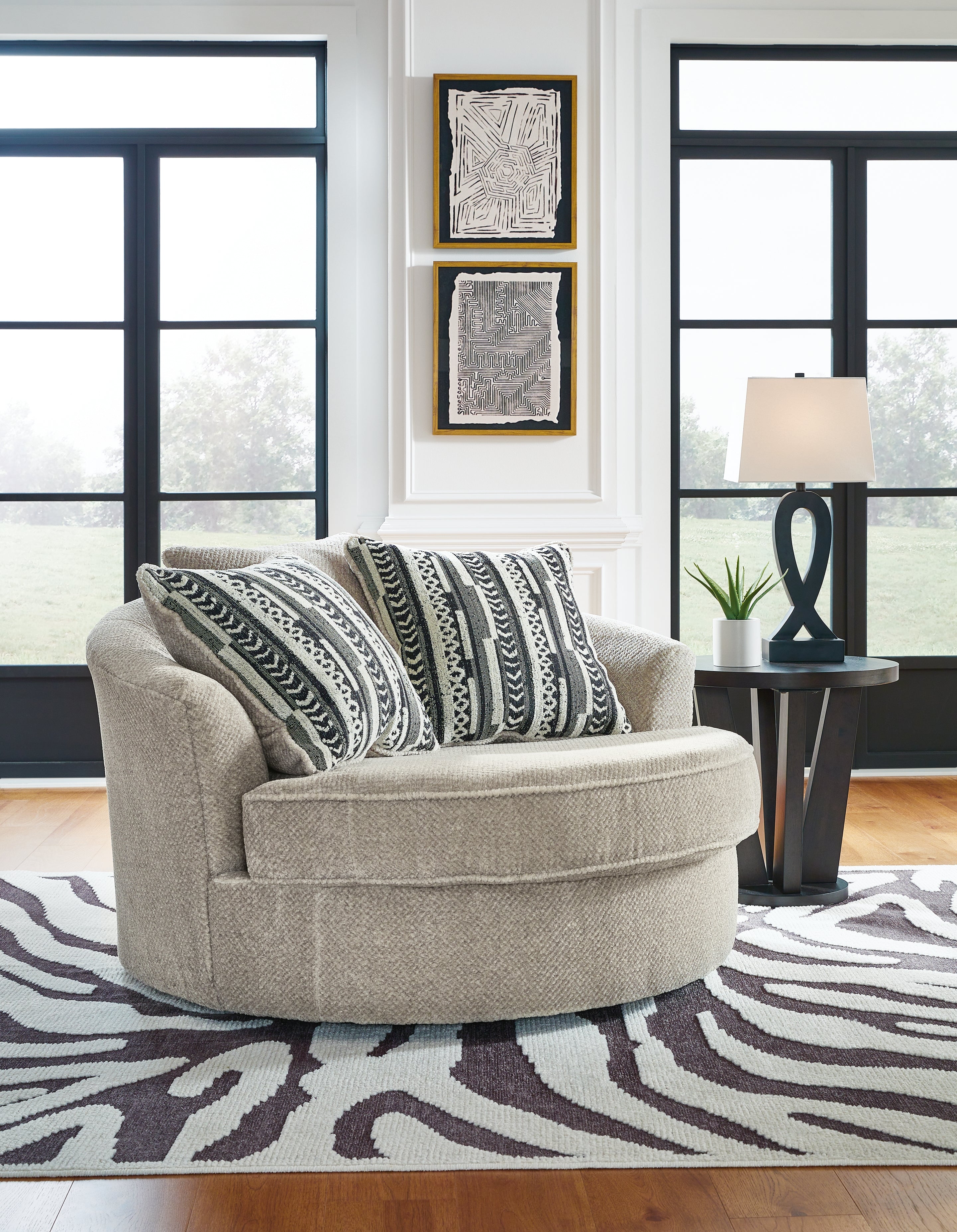 3 Brothers Decor - Ashley Furniture - Calnita Living Room - Oversized Swivel Accent Chair / Sisal - 2050221