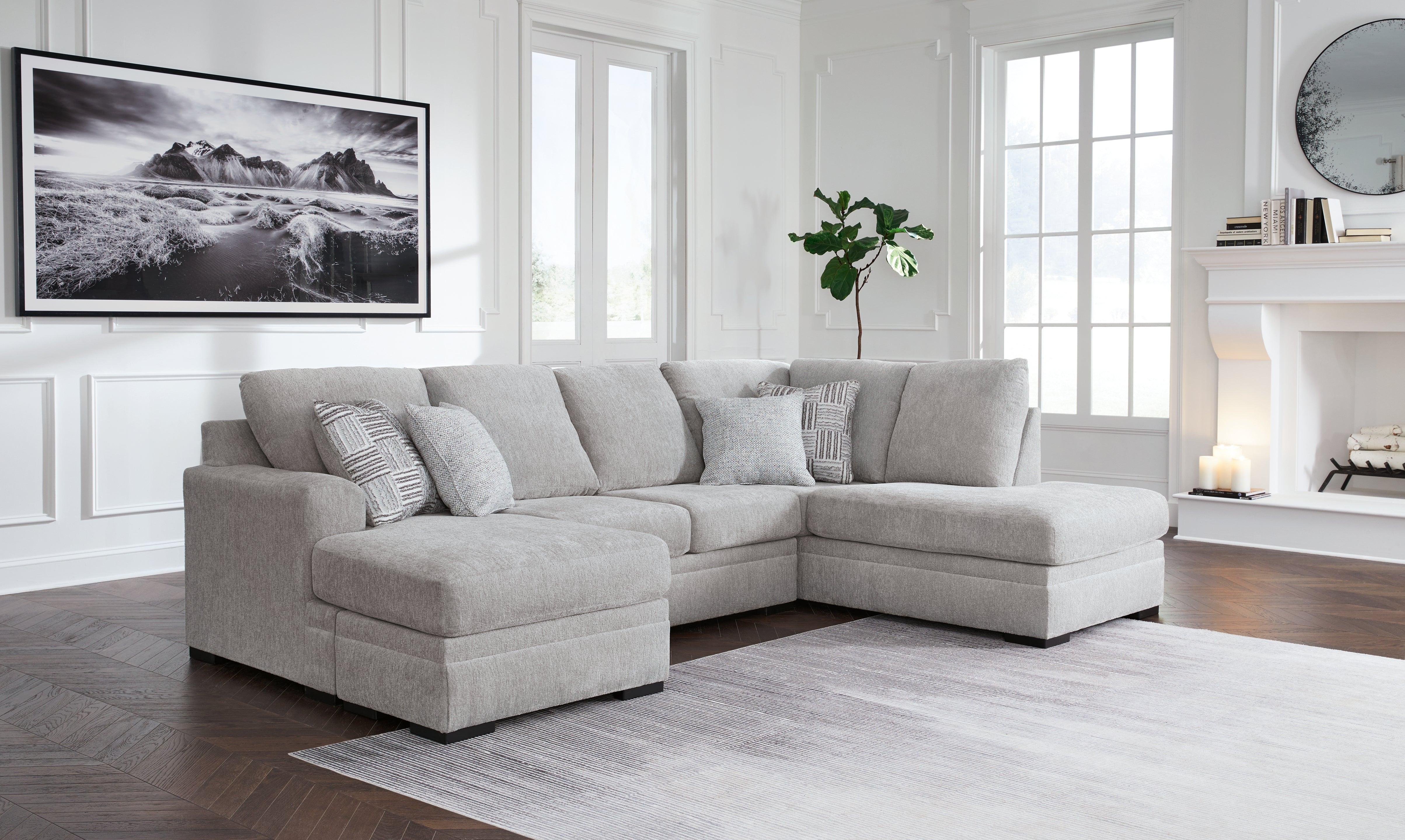 3 Brothers Decor - Ashley Furniture - Gabyleigh Sectional - LAF 2-Piece Sectional with Chaise / Nickel - 20904S1