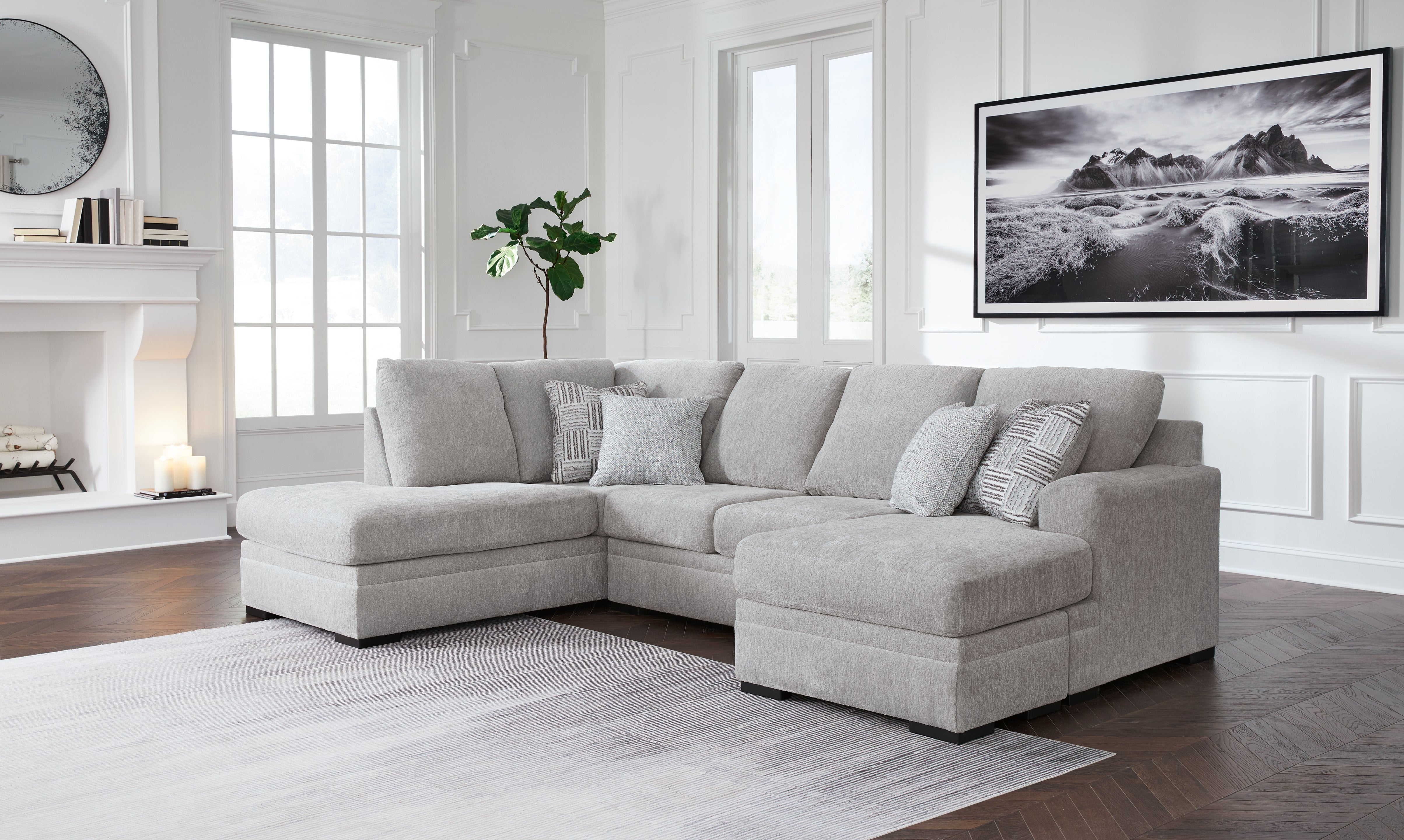 3 Brothers Decor - Ashley Furniture - Gabyleigh Sectional - RAF 2-Piece Sectional with Chaise / Nickel - 20904S2
