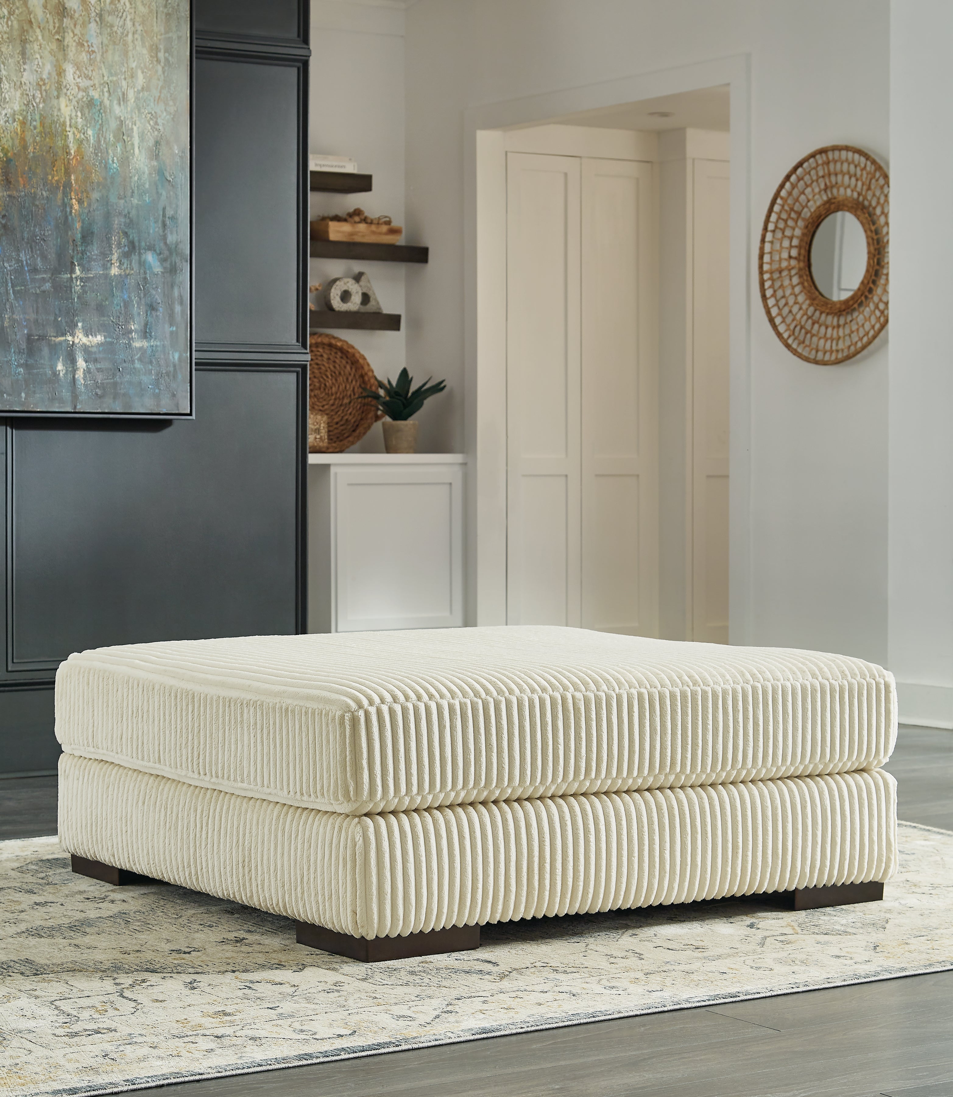 3 Brothers Decor - Ashley Furniture - Lindyn Living Room - Oversized Accent Ottoman / Ivory - 2110408