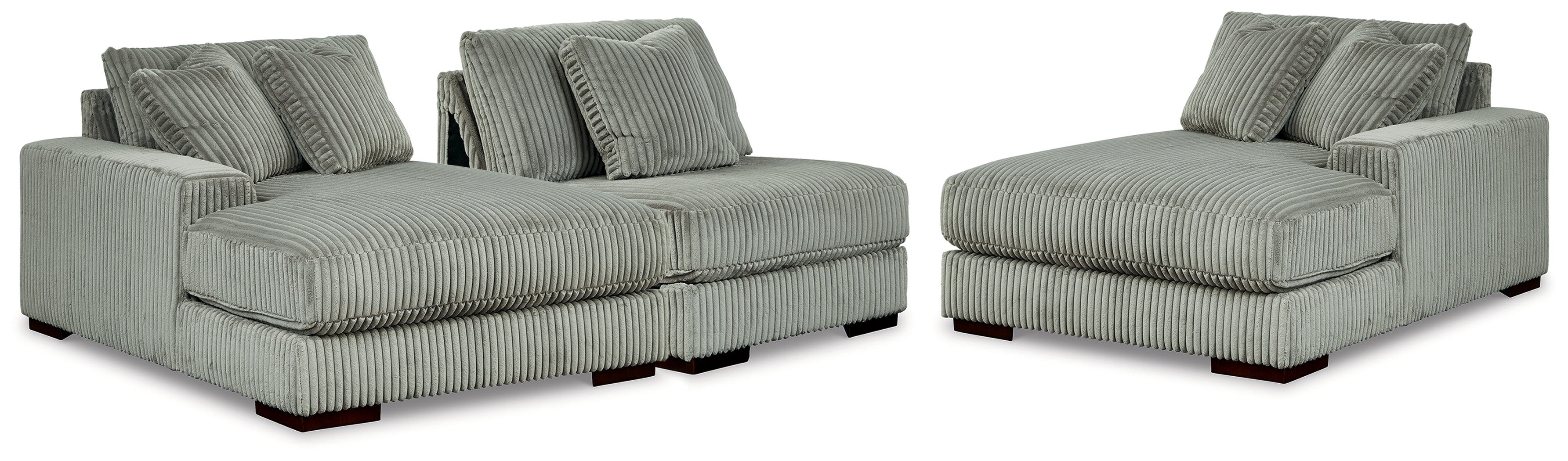 3 Brothers Decor - Ashley Furniture - Lindyn Sectional - RAF 3-Piece Sectional with Double Chaise / Fog - 21105S18