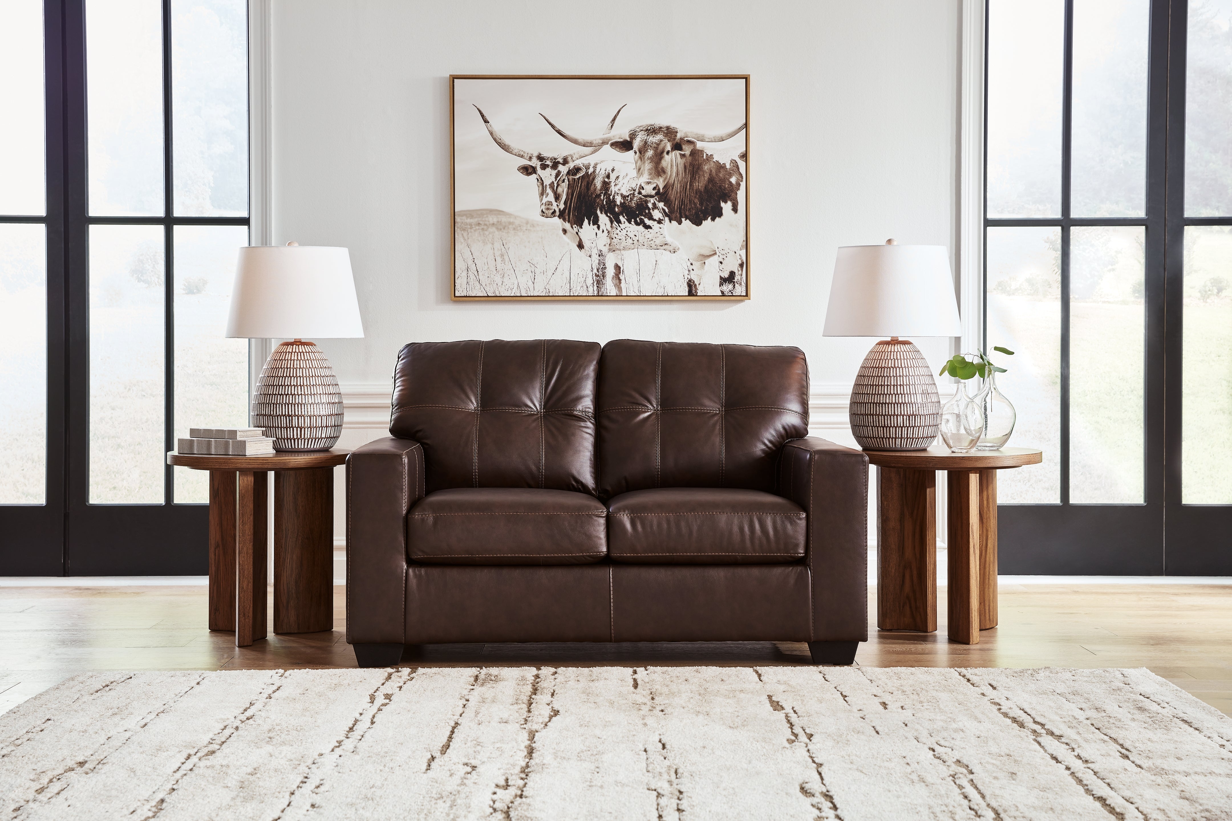 3 Brothers Decor - Ashley Furniture - Santorine Living Room - Loveseat / Dark Brown - 2170635