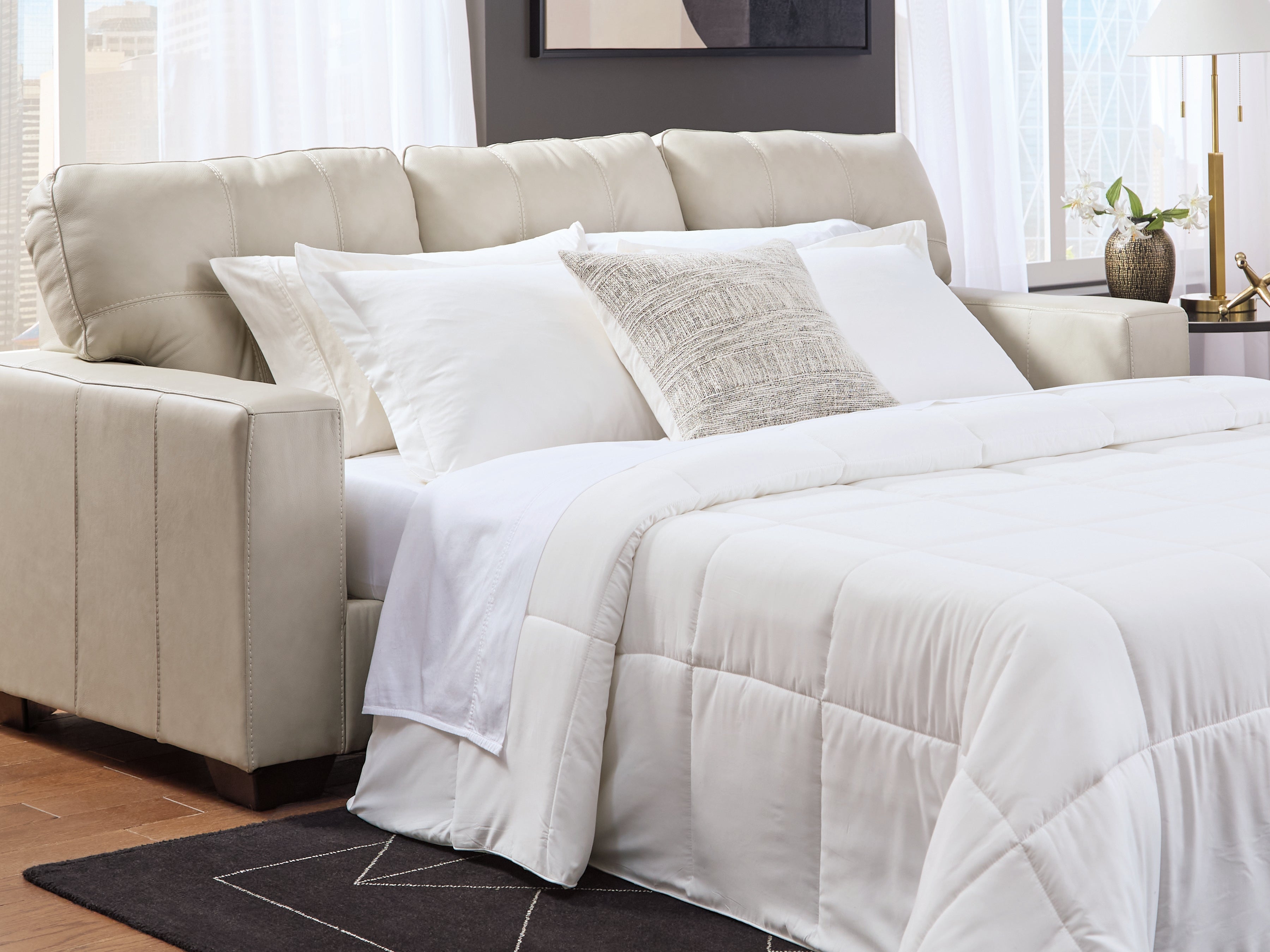 3 Brothers Decor - Ashley Furniture - Santorine Living Room - Queen Sofa Sleeper / Bone - 2170839