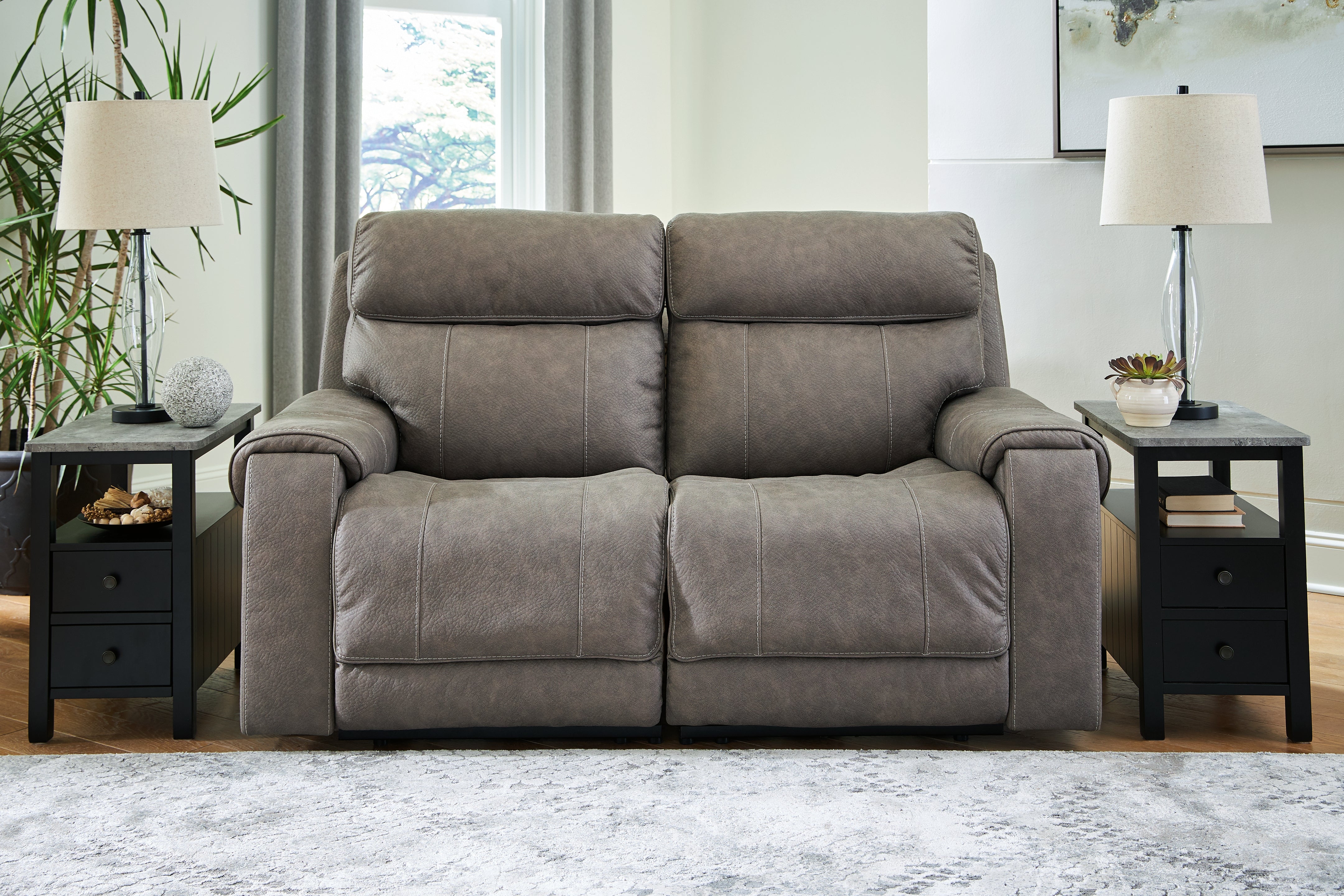 3 Brothers Decor - Ashley Furniture - Starbot Sectional - 2-Piece Power Reclining Sectional Loveseat / Fossil - 23501S1