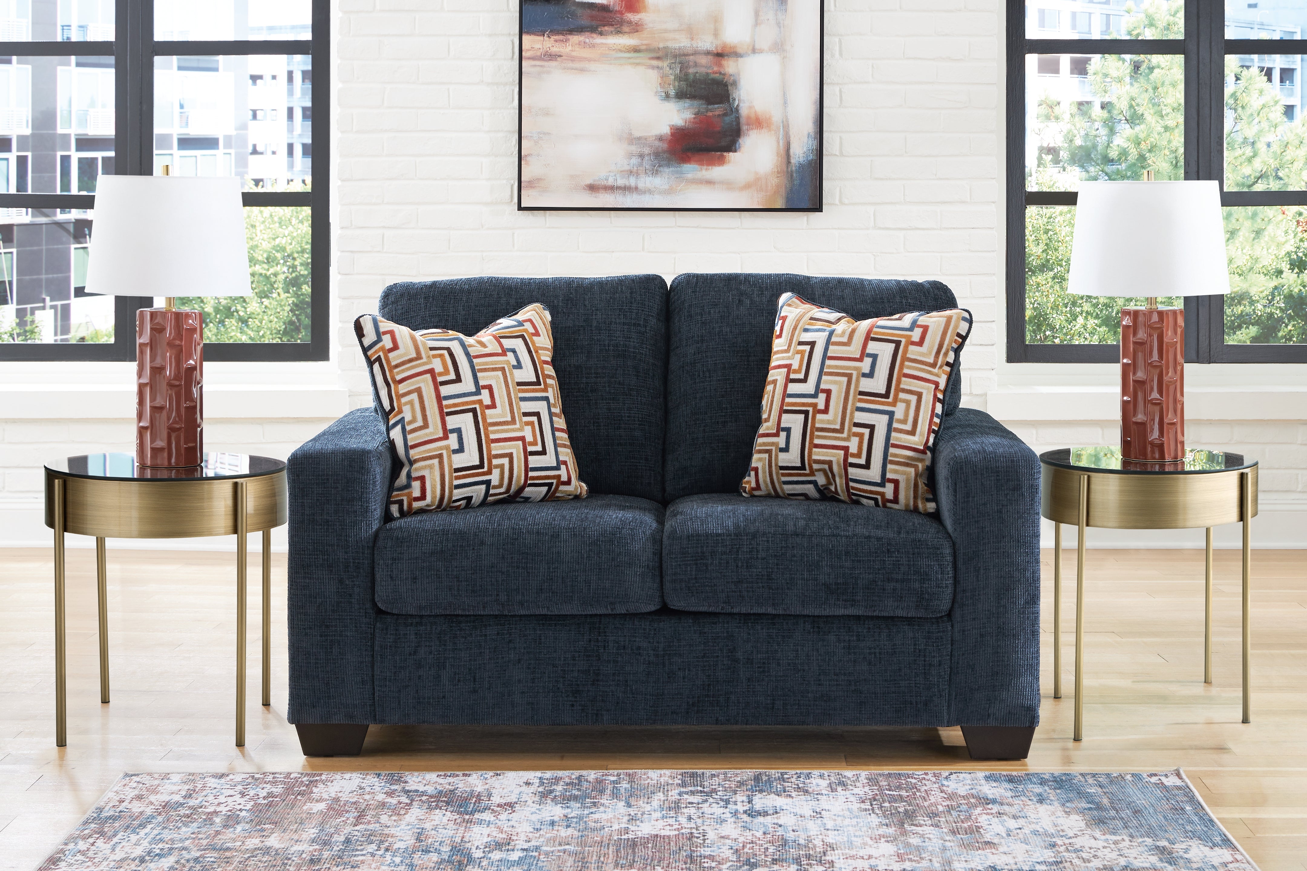 3 Brothers Decor - Ashley Furniture - Aviemore Living Room - Loveseat / Ink - 2430335
