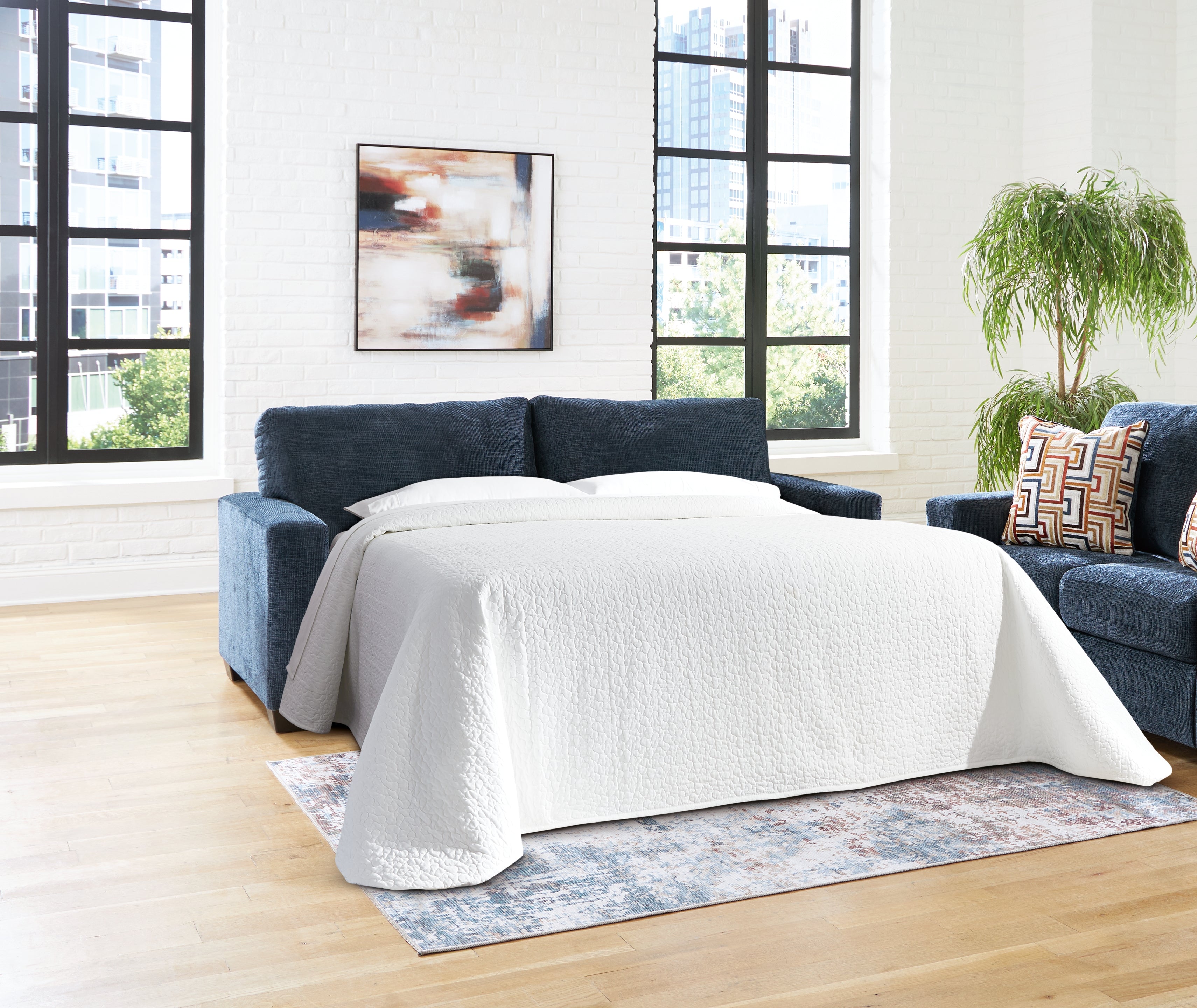 3 Brothers Decor - Ashley Furniture - Aviemore Living Room - Queen Sofa Sleeper / Ink - 2430339