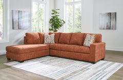 3 Brothers Decor - Ashley Furniture - Aviemore Sectional - RAF 2-Piece Sectional with Chaise / Spice - 24304S1