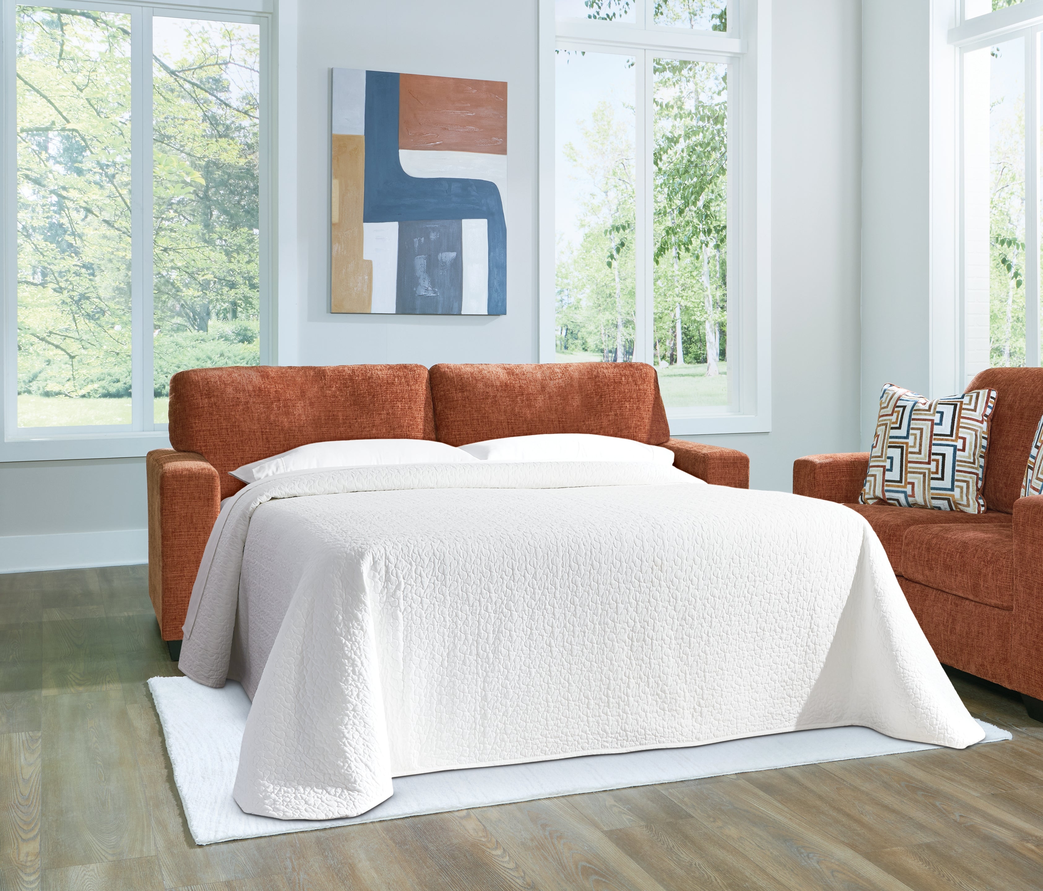 3 Brothers Decor - Ashley Furniture - Aviemore Living Room - Queen Sofa Sleeper / Spice - 2430439