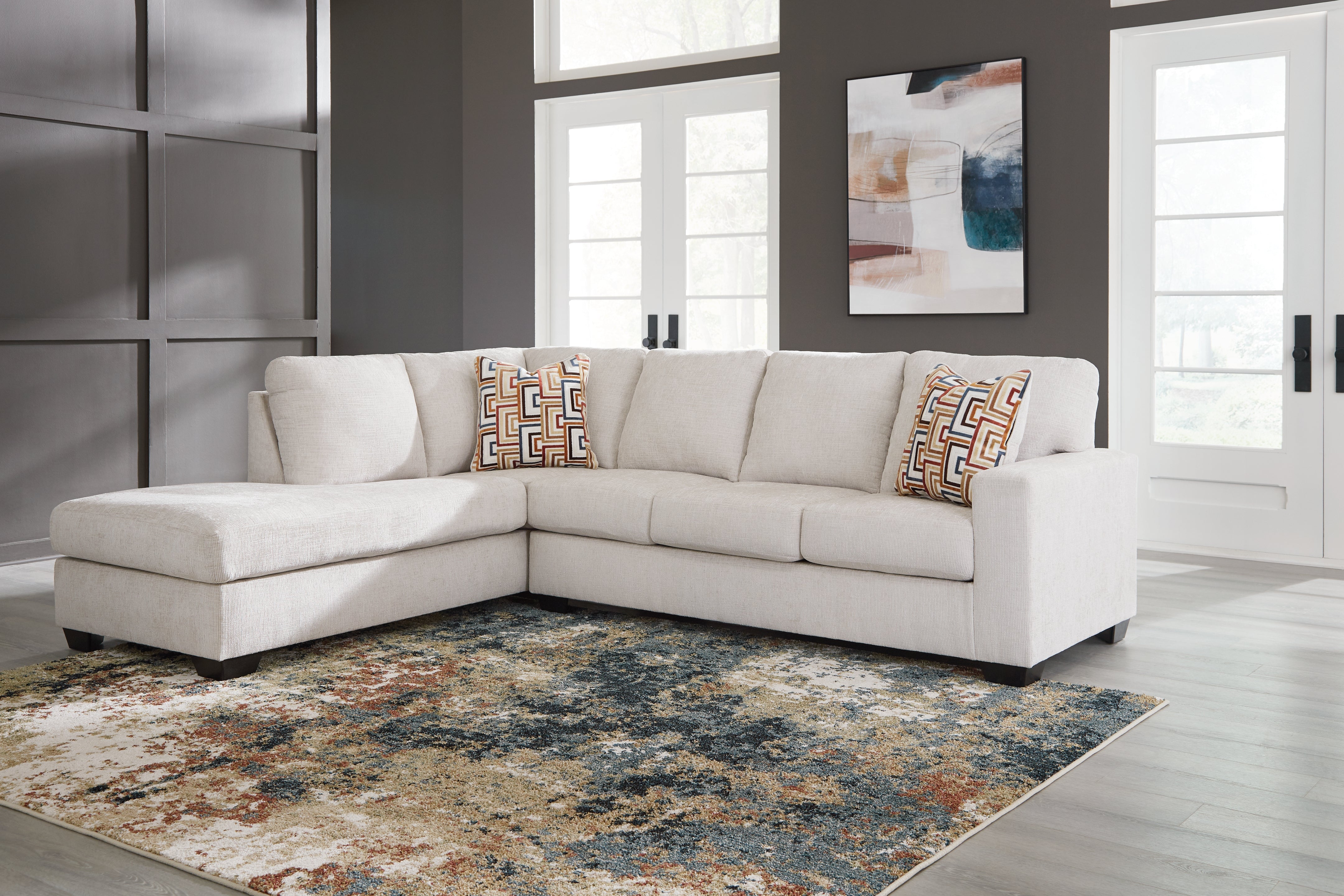 3 Brothers Decor - Ashley Furniture - Aviemore Sectional - RAF 2-Piece Sectional with Chaise / Stone - 24305S1