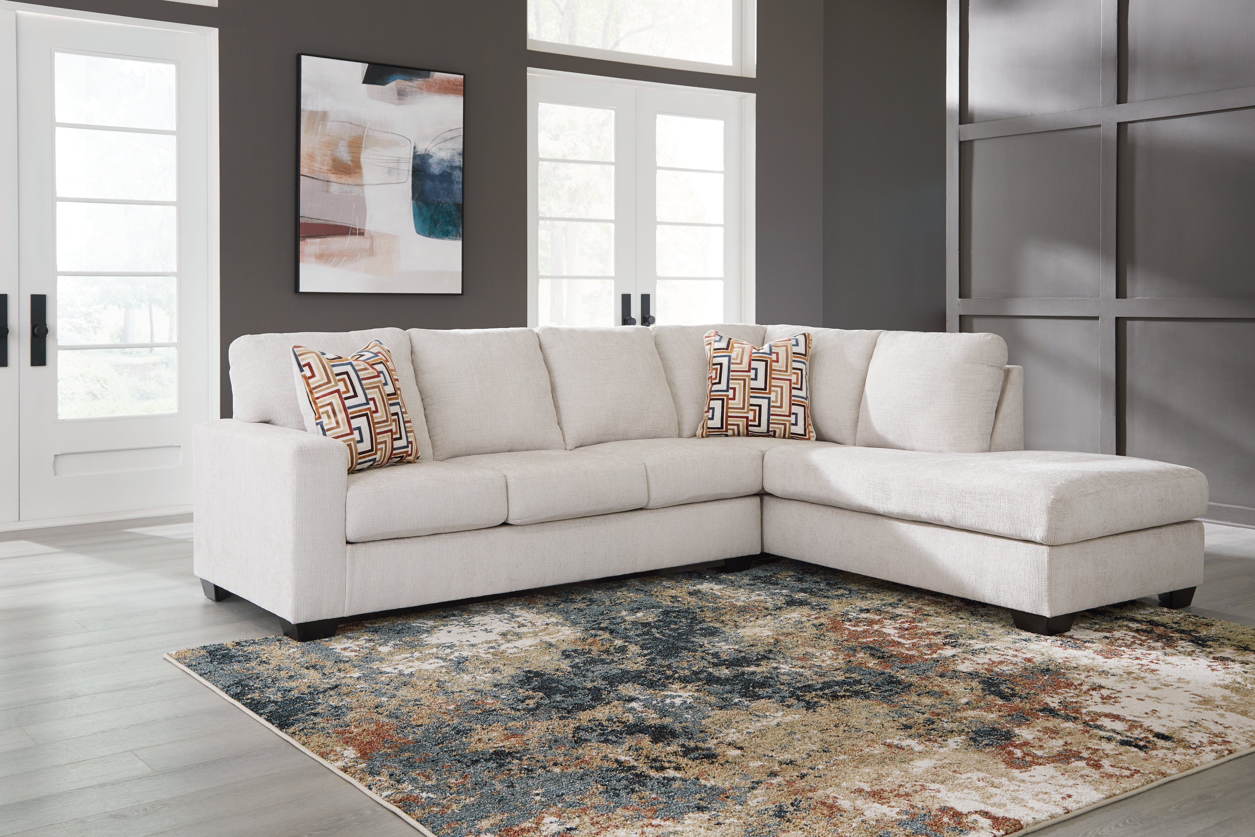 3 Brothers Decor - Ashley Furniture - Aviemore Sectional - LAF 2-Piece Sectional with Chaise / Stone - 24305S2
