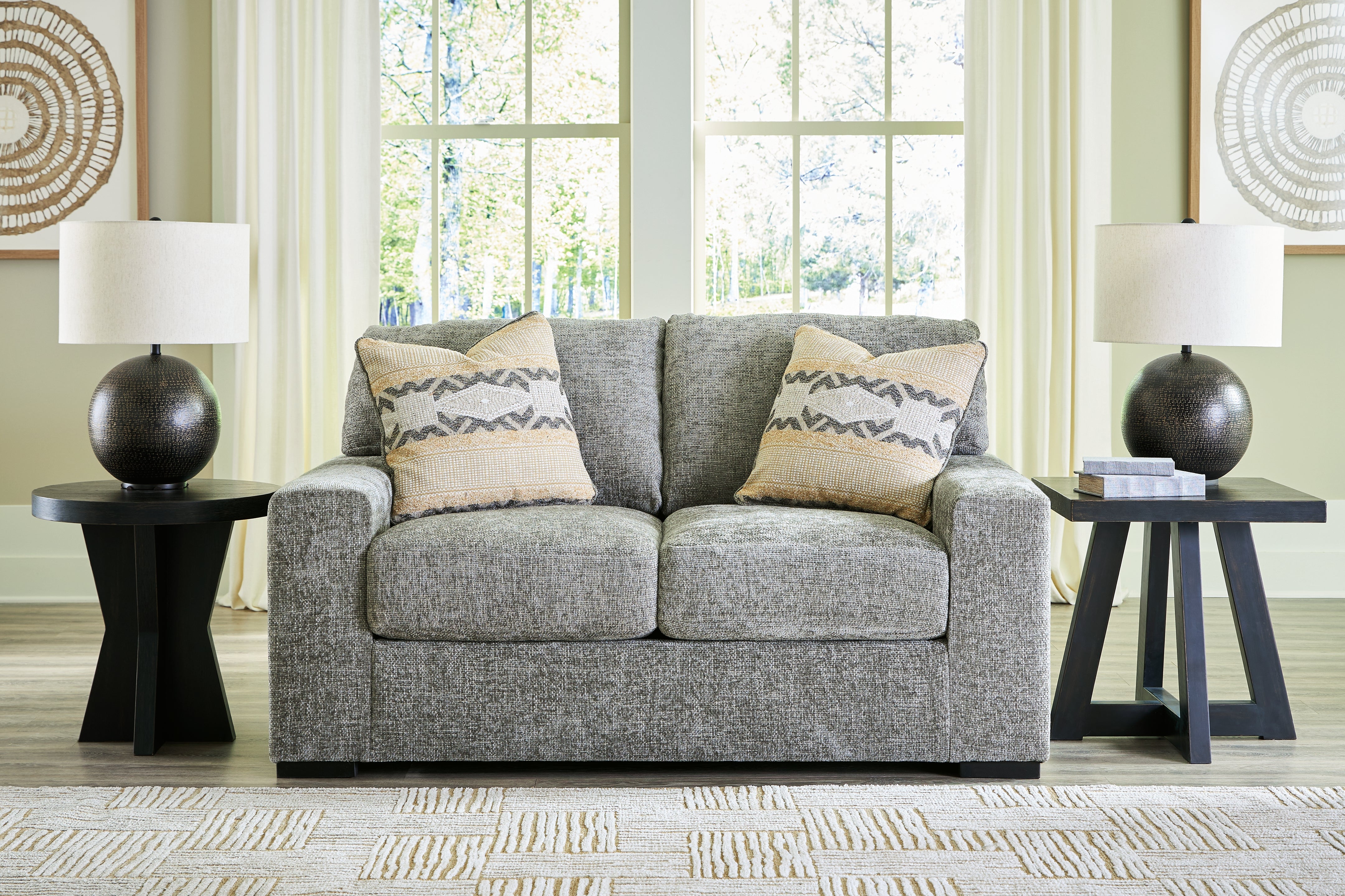 3 Brothers Decor - Ashley Furniture - Dunmor Living Room - Loveseat / Graphite - 2490435