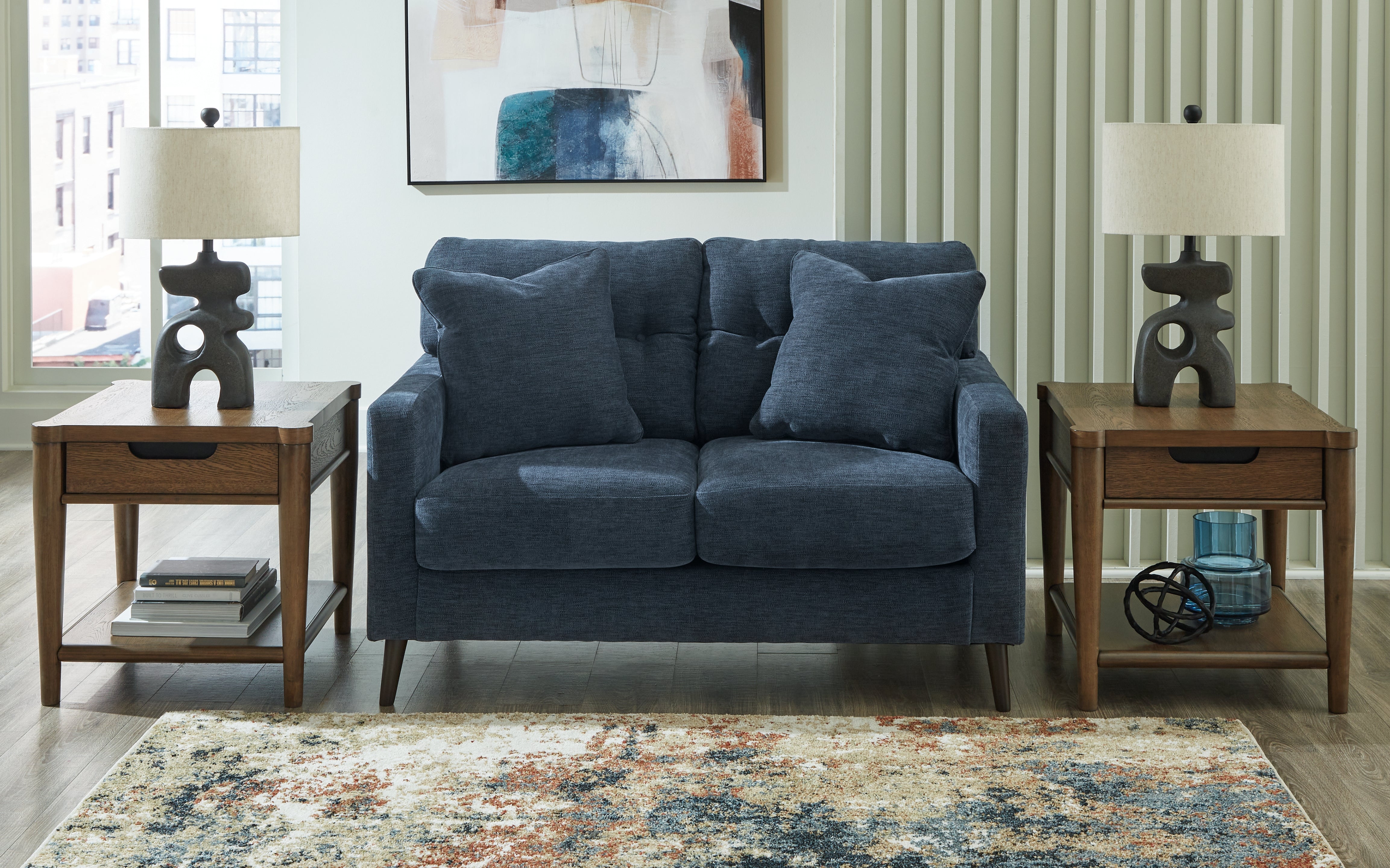 3 Brothers Decor - Ashley Furniture - Bixler Living Room - Loveseat / Navy - 2610635