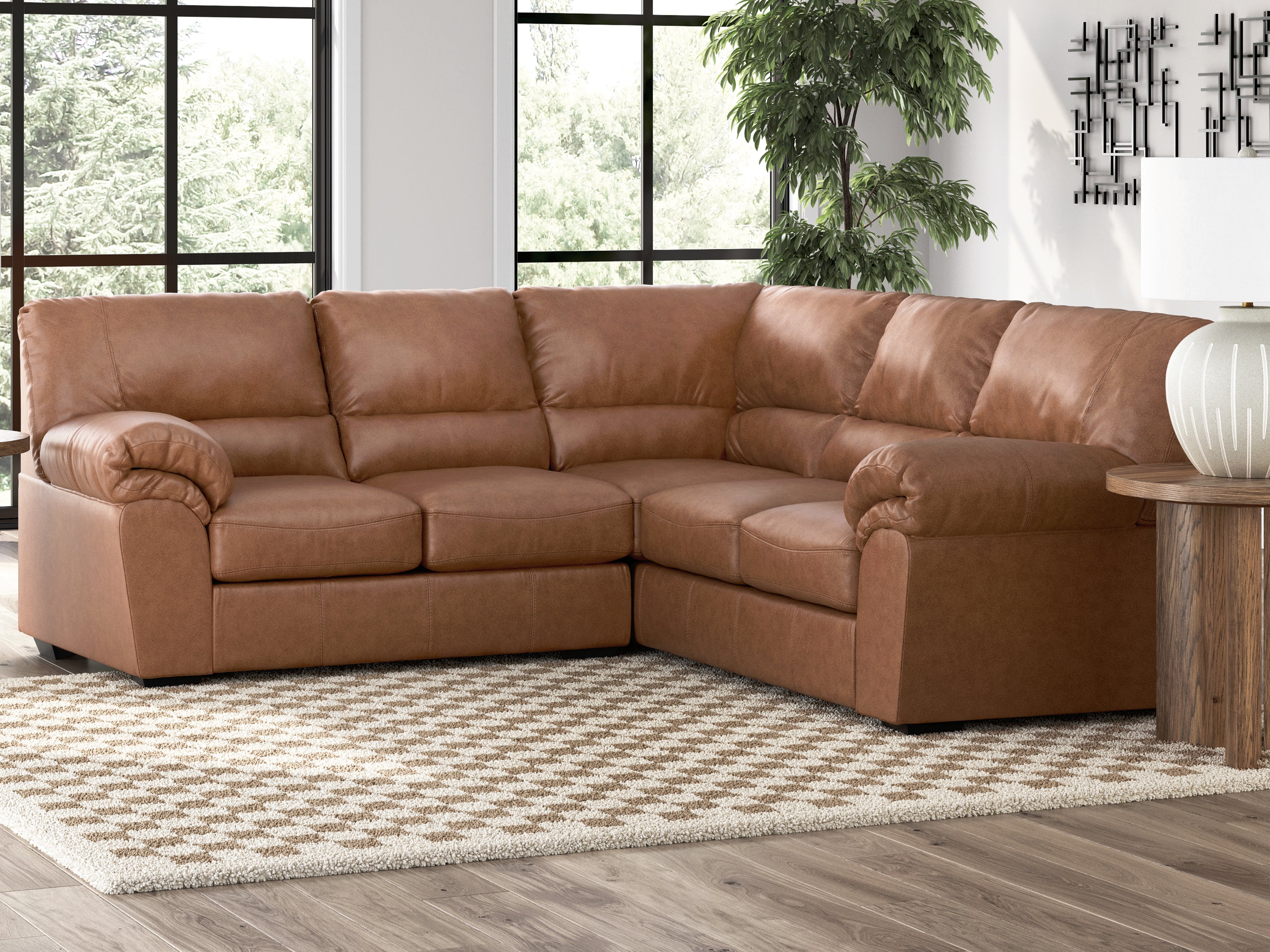 3 Brothers Decor - Ashley Furniture - WillowBend Sectional - RAF 2-Piece Sectional / Caramel - PC27704S1